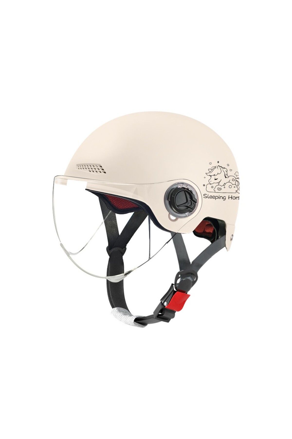 AyShop Akülü Araba Motosiklet Scooter Açık Tüm Sezon Ayarlanabilir Vizörlü Yarım Kask