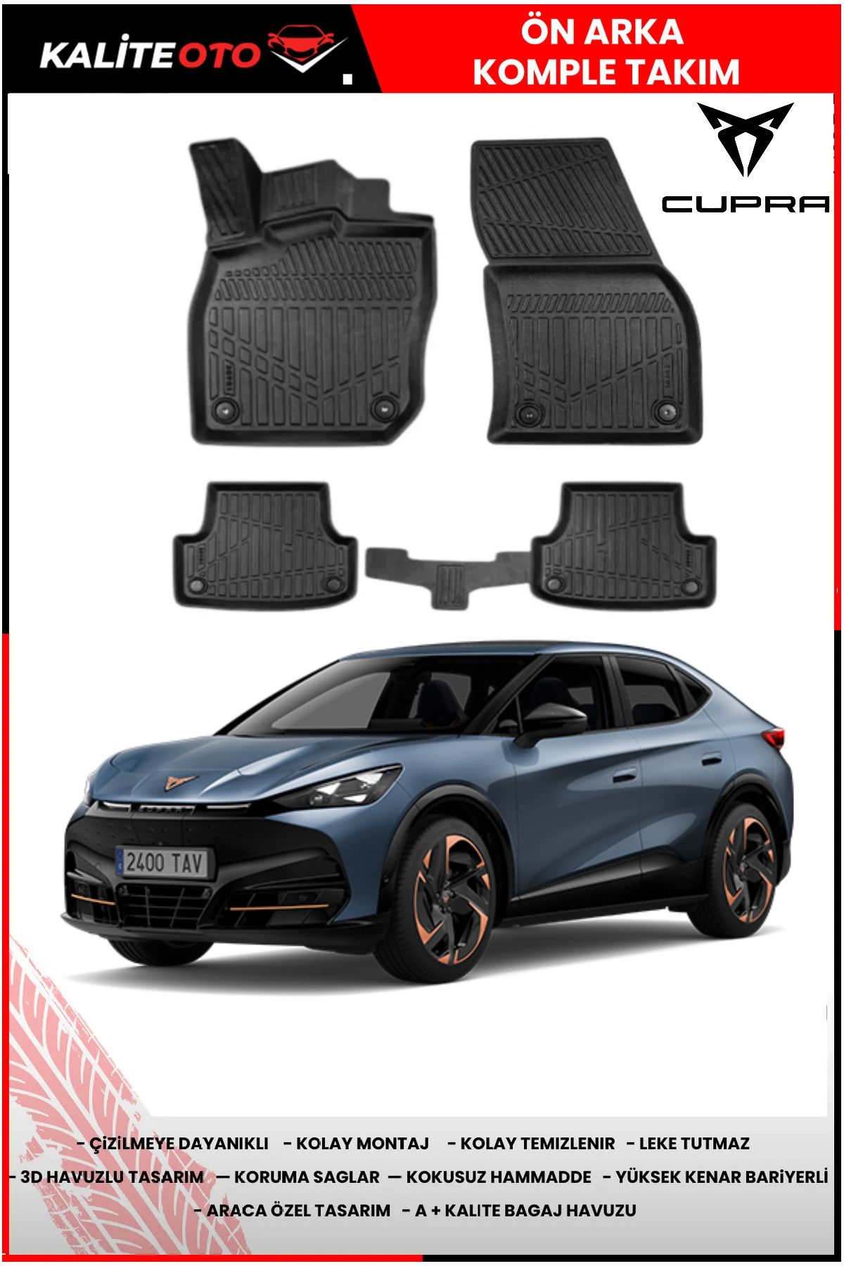 ko kaliteoto Cupra Tavascan 4D Havuzlu Paspas Takımı