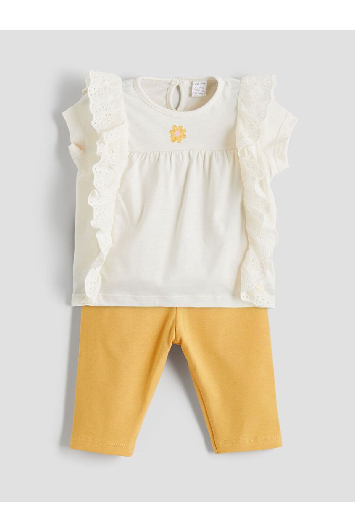 LC Waikiki LCW baby Çiçekli Kız Bebek Tişört ve Tayt 2'li