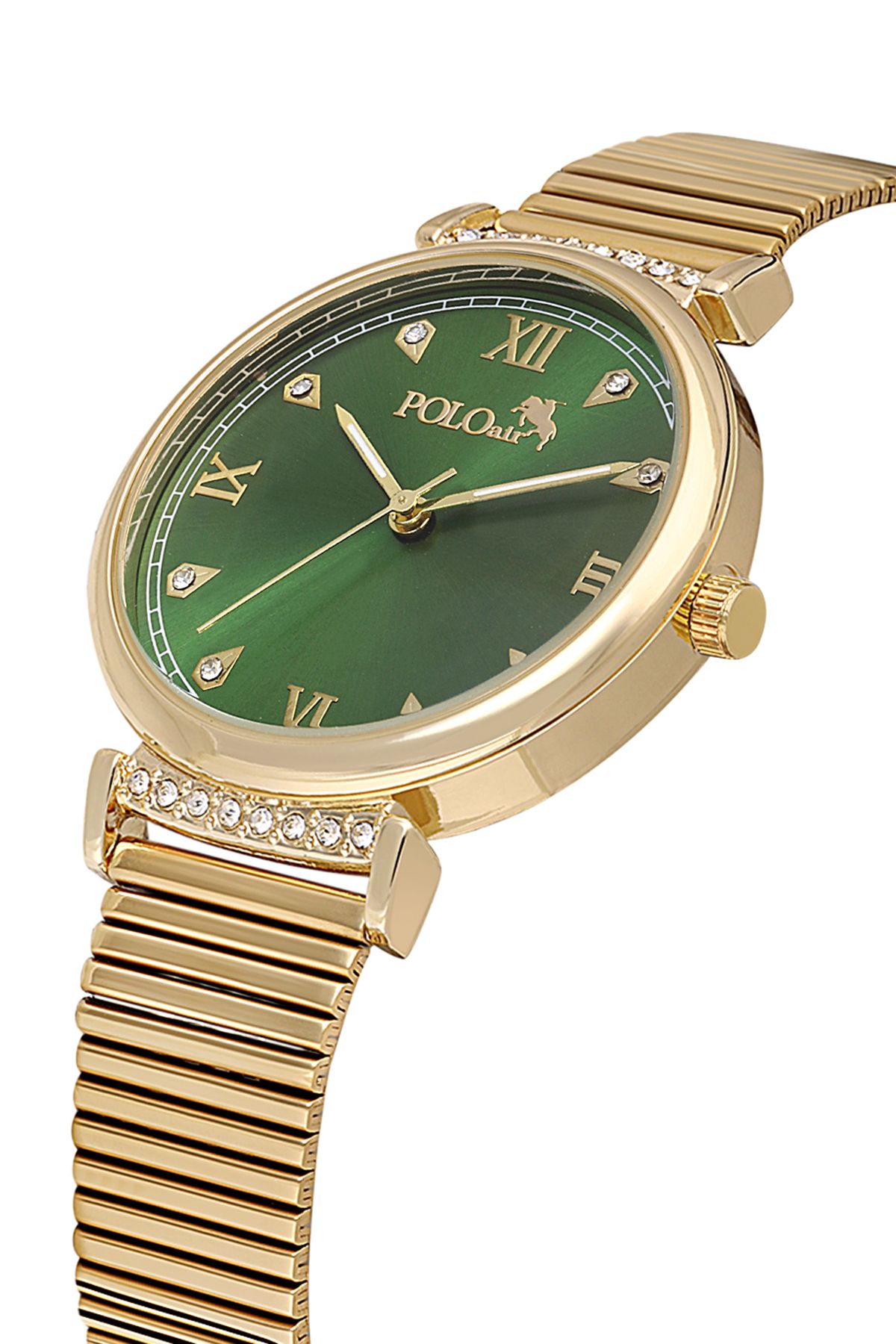 Polo Air Klasik Kadın Kol Saati Gold Yeşil Renk PL-1554B9x