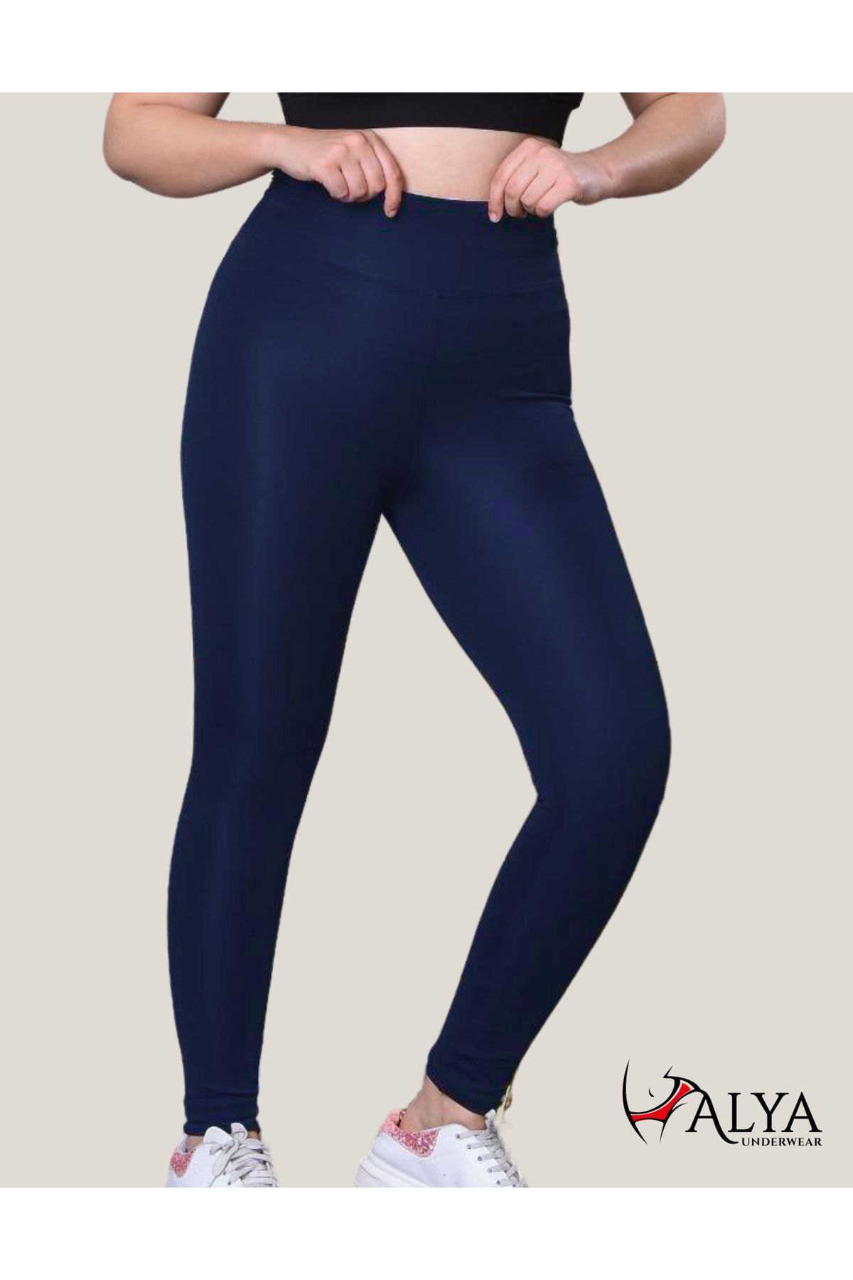 ALYA UNDERWEAR Toparlayıcı Yüksek Bel Kadın Günlük Ve Spor Parlak Tayt
