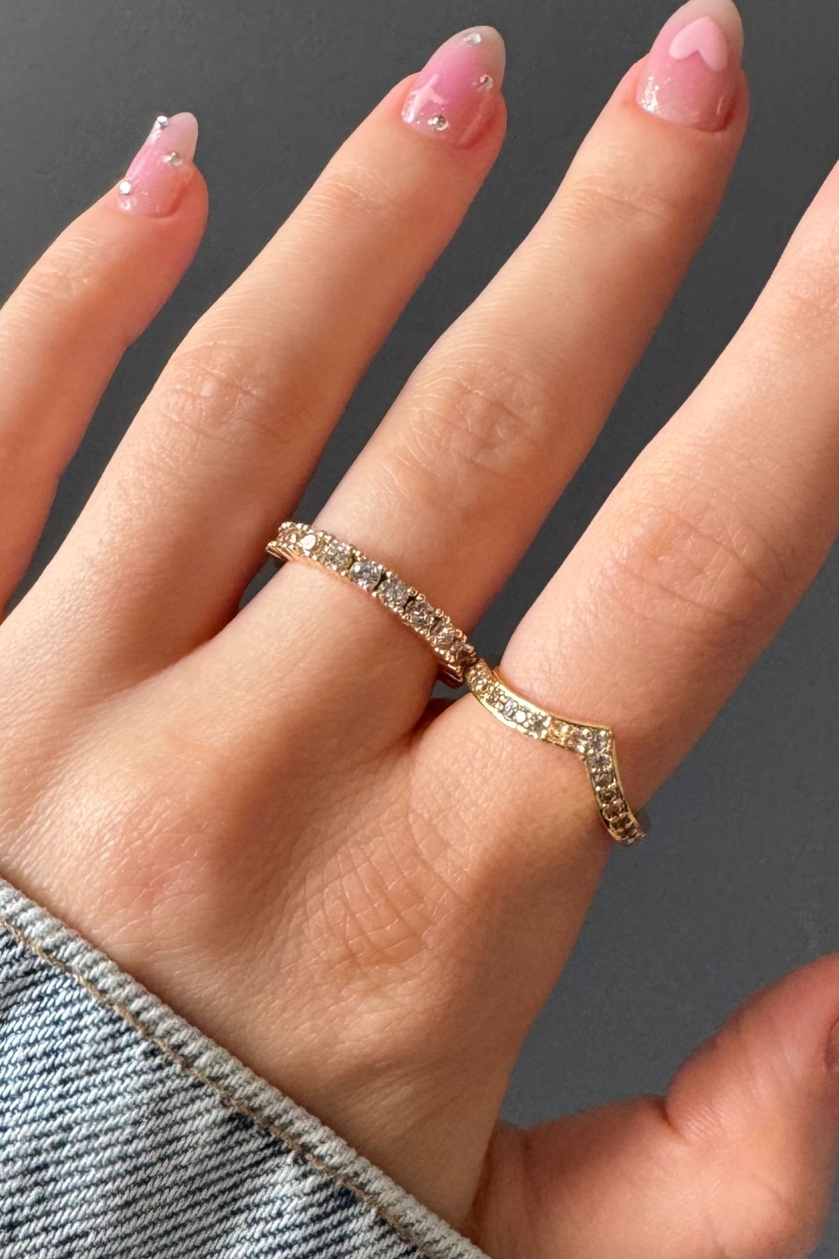 H&E DESIGN Kadın 2'li Zirkon Taşlı Tam Tur ve Zikzak Model Ayarlanabilir Premium Yüzük Seti