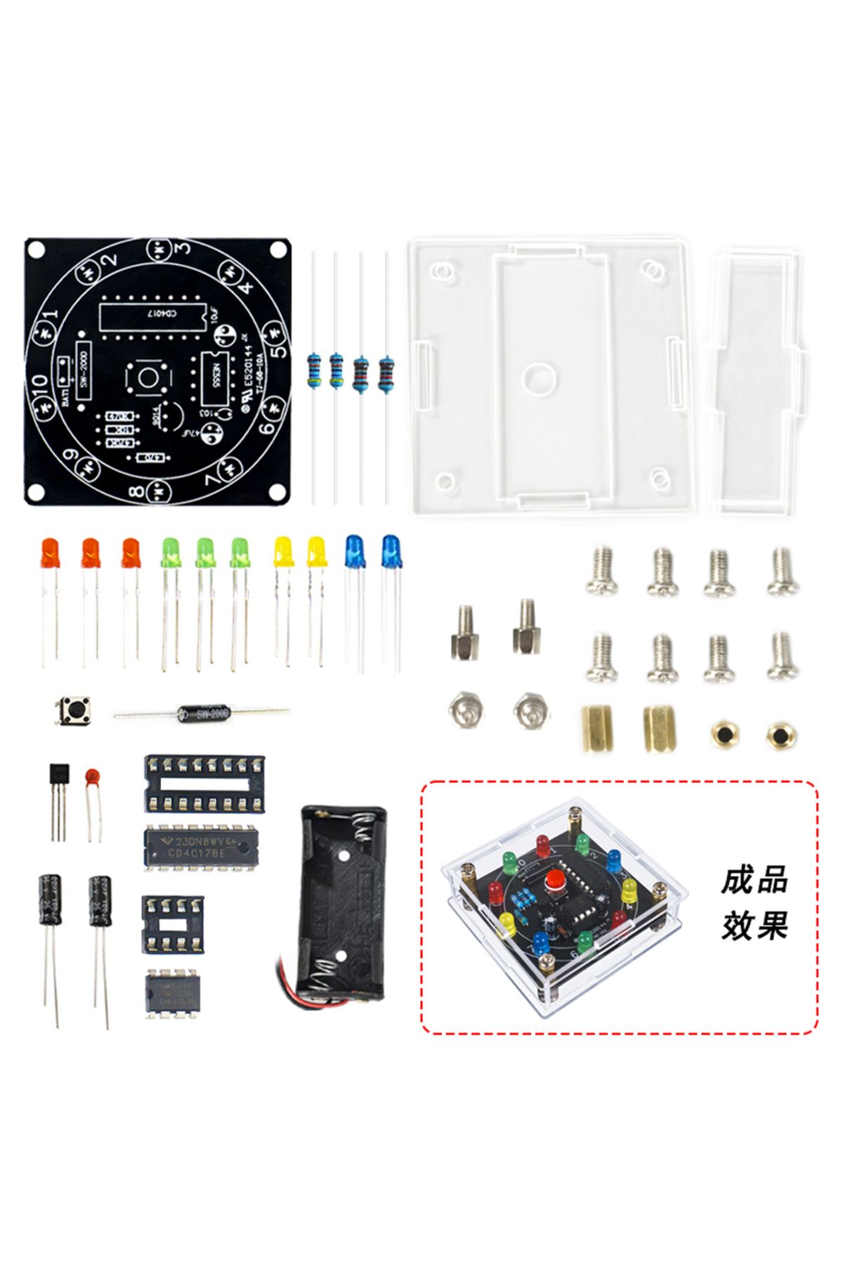 Choice-DIY LED Light Lucky Wheel Electronic Kit NE555 CD4017 3V Electronic Dice Estimation Game DIY Sold... 3