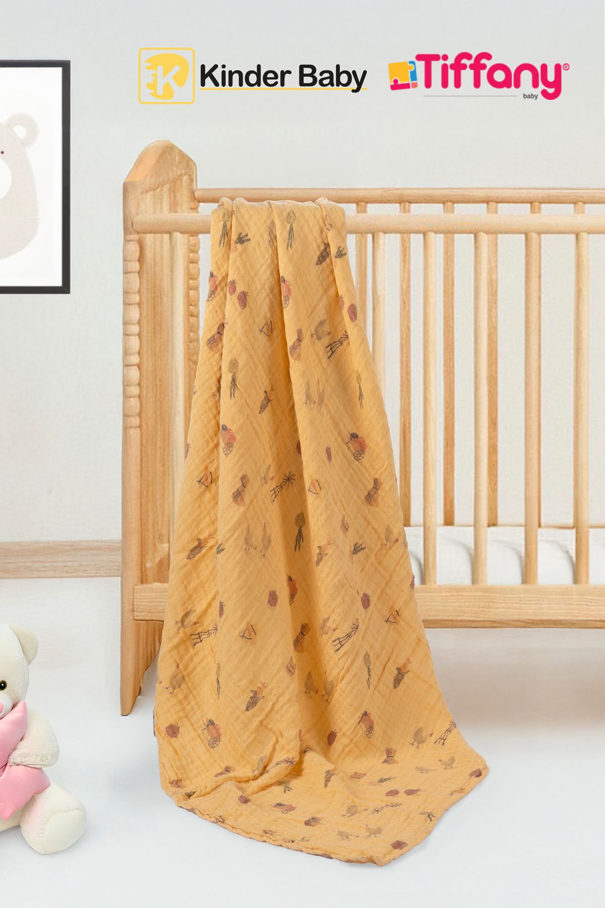 Kinder Baby Baskılı Müslin Bebek Battaniye 79080