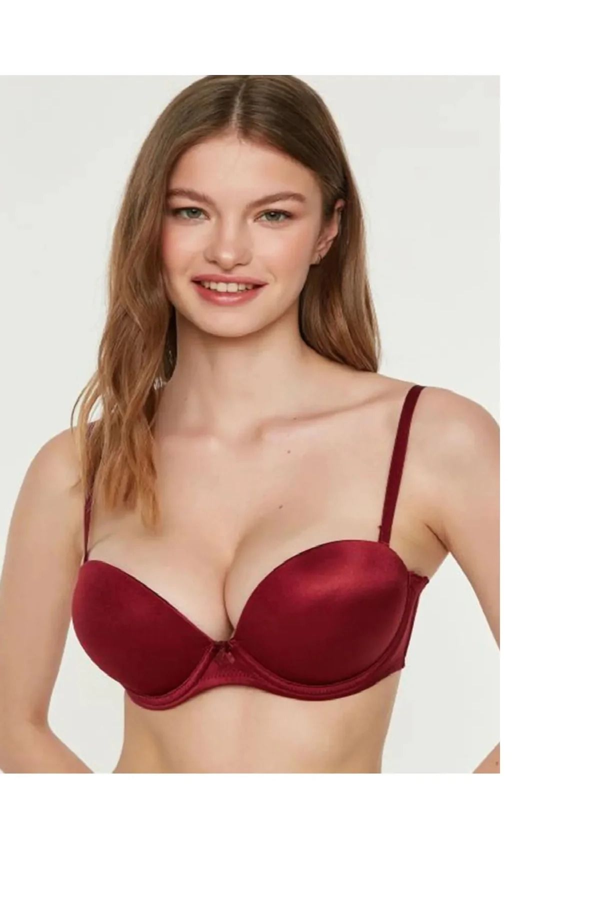 Butik NEW BRA 33 7040 Çift Destekli Balenli Sütyen Çıkarılabilir Askılı Bordo