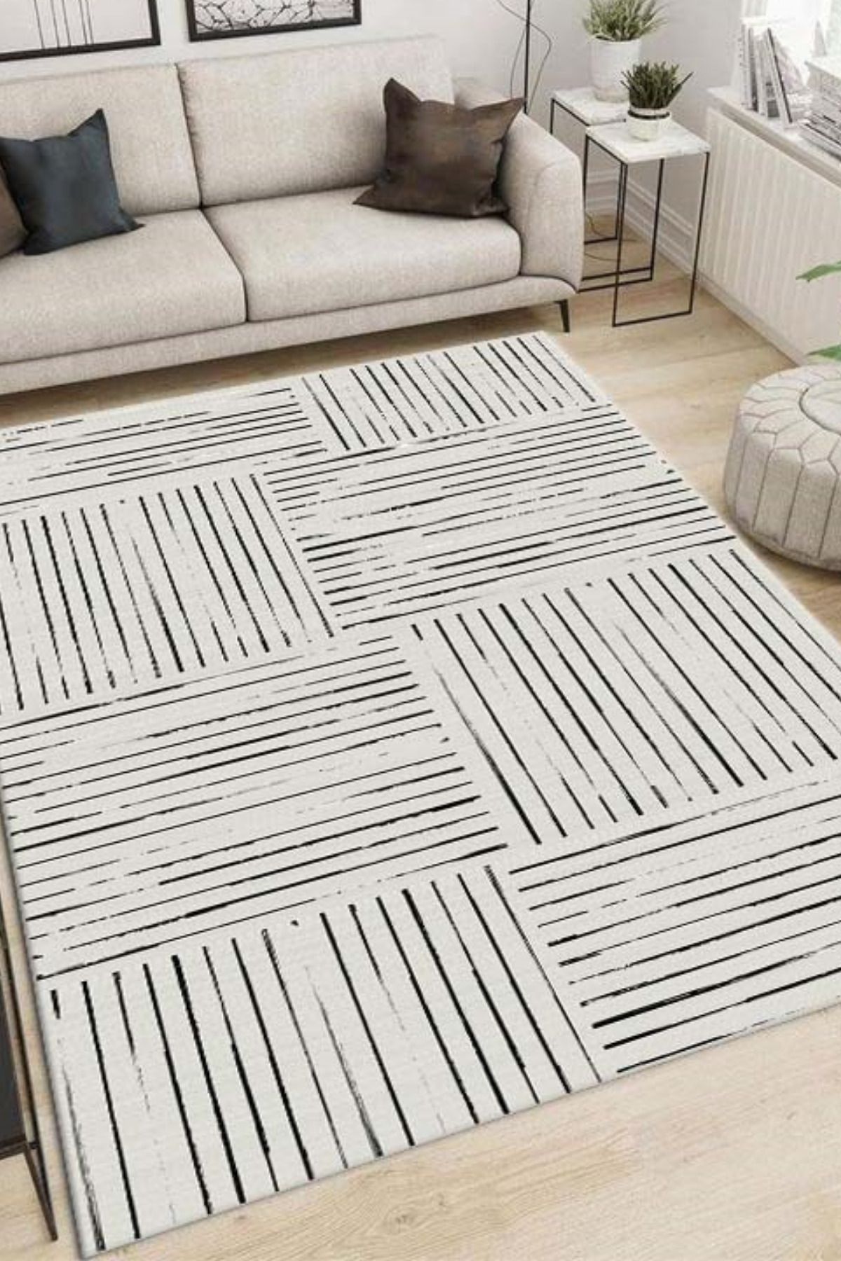 DERAS HOME Dijital Baskı Yıkanabilir Kaymaz Taban Salon Halısı Yolluk