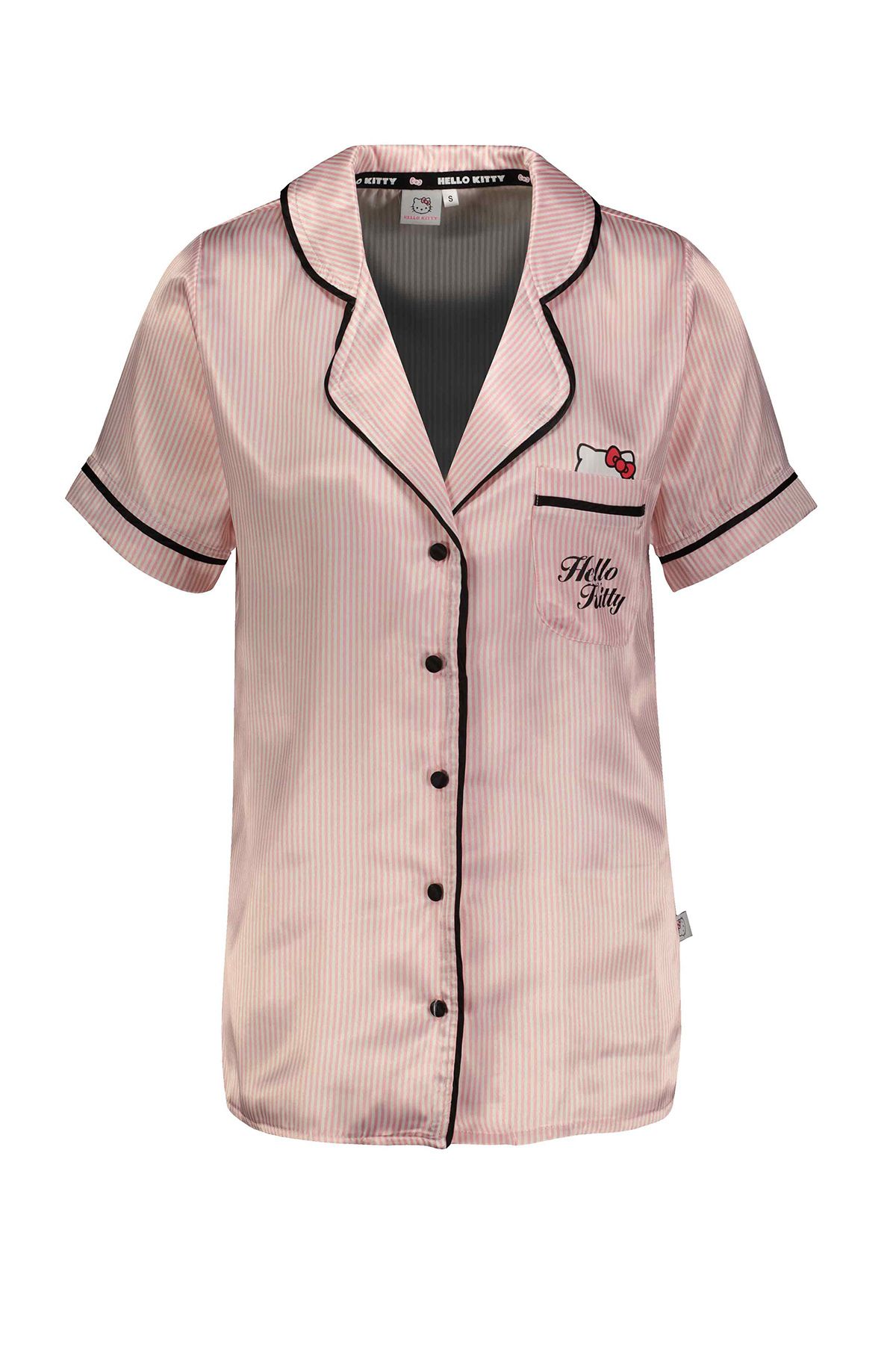 Hello Kitty-Licensed Button Short Sleeve Satin Shorts Pajama Set Roz-70 5