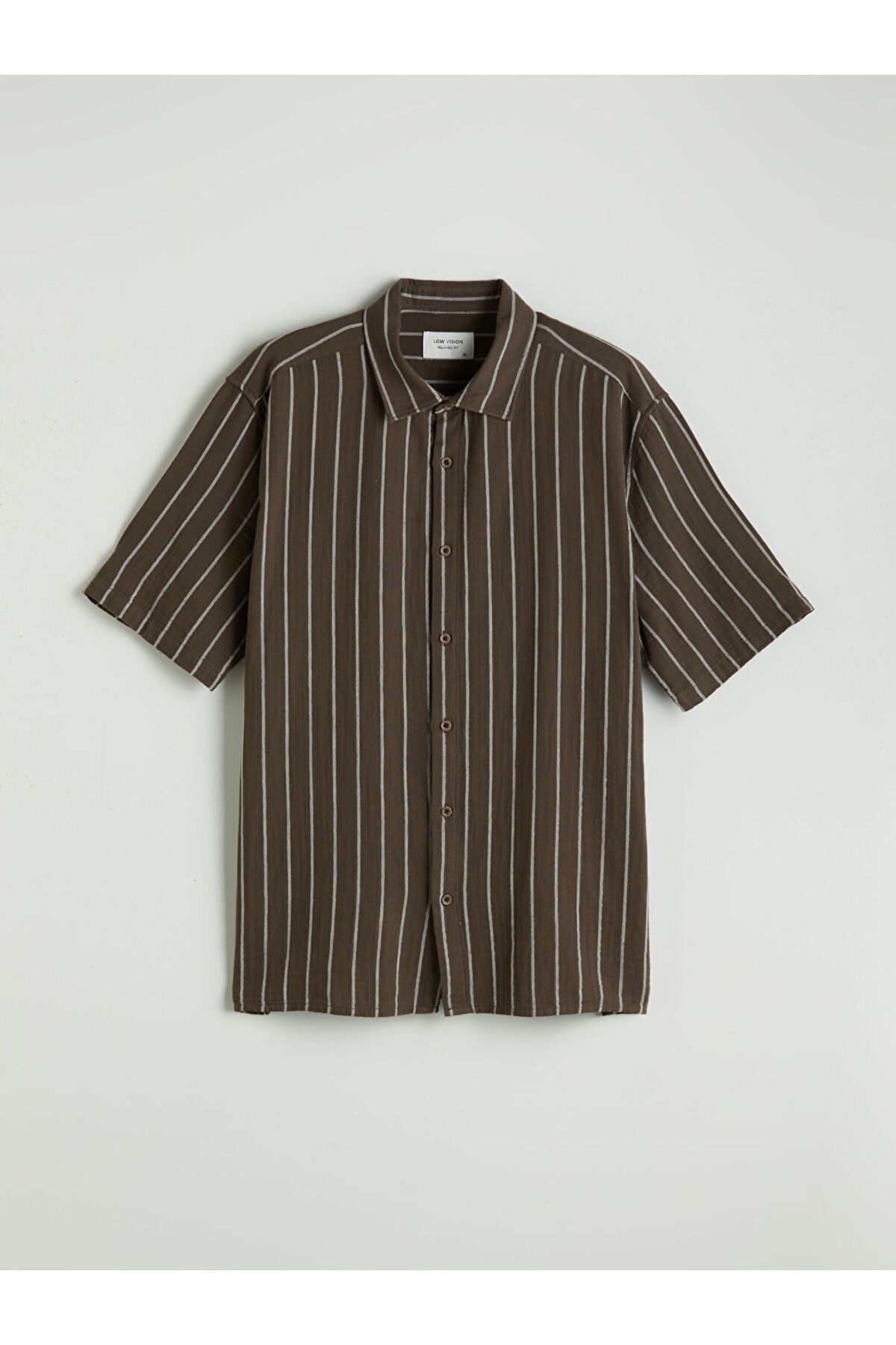 LC Waikiki-New Season Regular Fit Short Sleeve Striped Muslin Men's Shirt - S5Pl13Z8 5