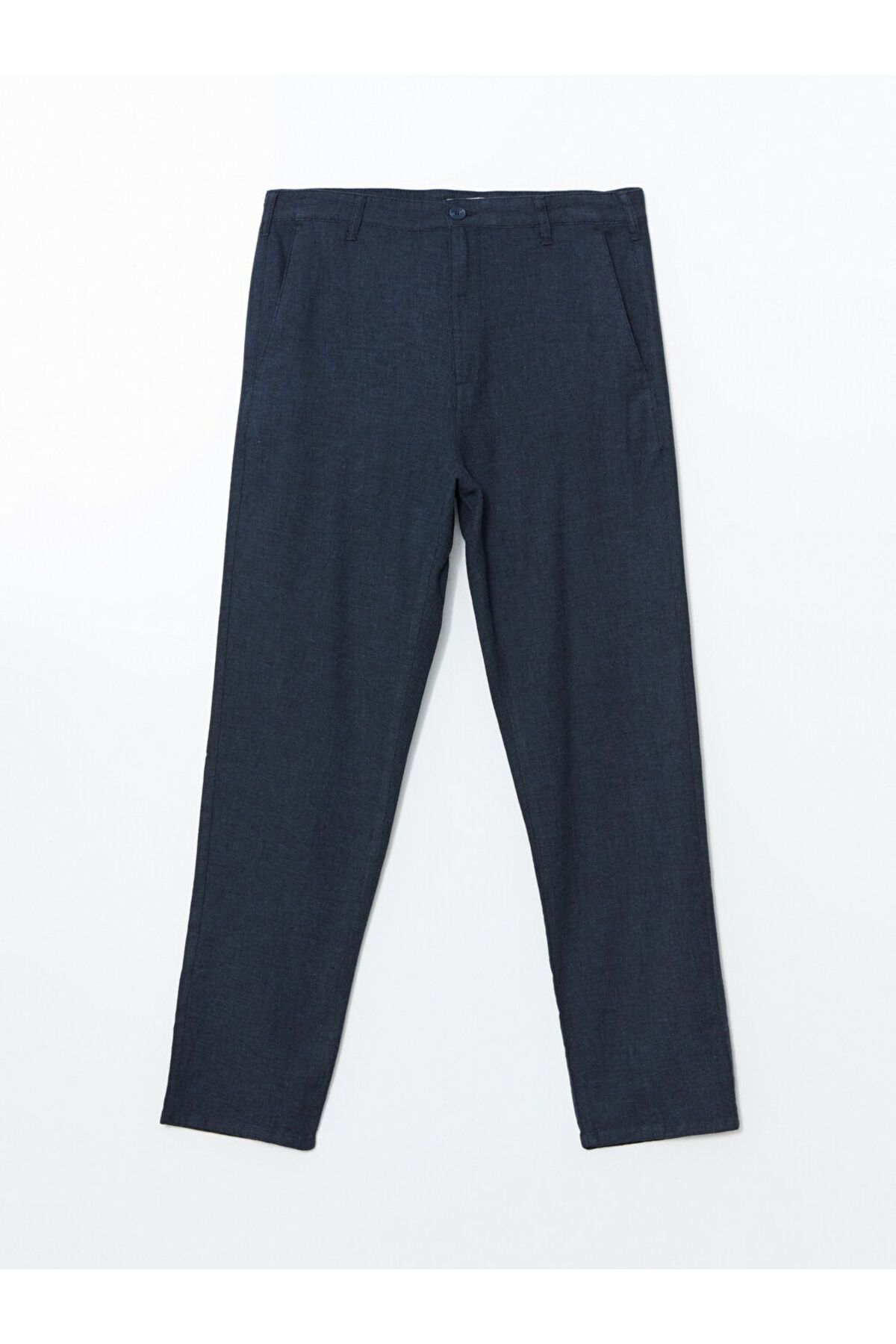 LC Waikiki-Ανδρικό παντελόνι Chino με μπλέ Navy Standard Fit λινό μείγμα 6
