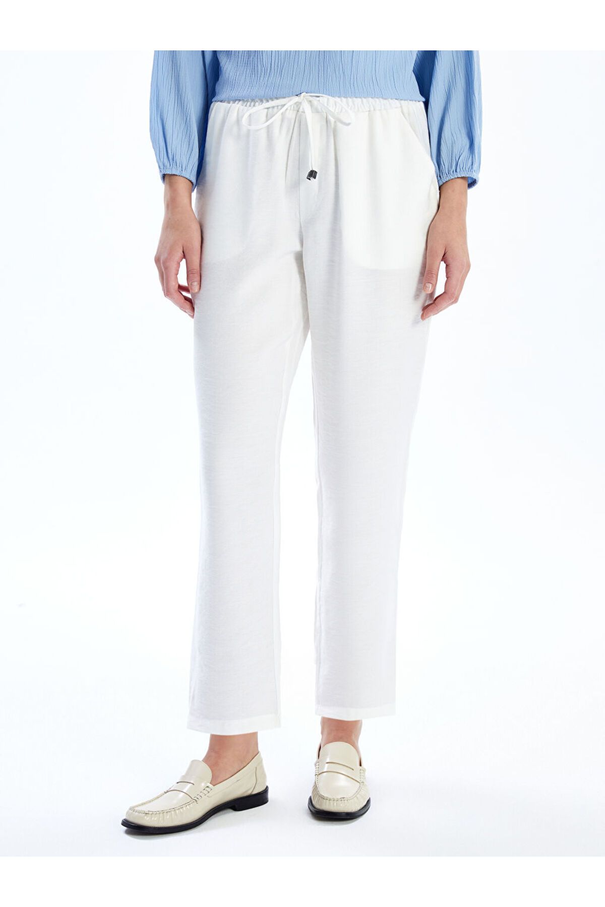 LC Waikiki-Pantaloni de damă cu talie elastică în formă de morcov - S5G158Z8 3
