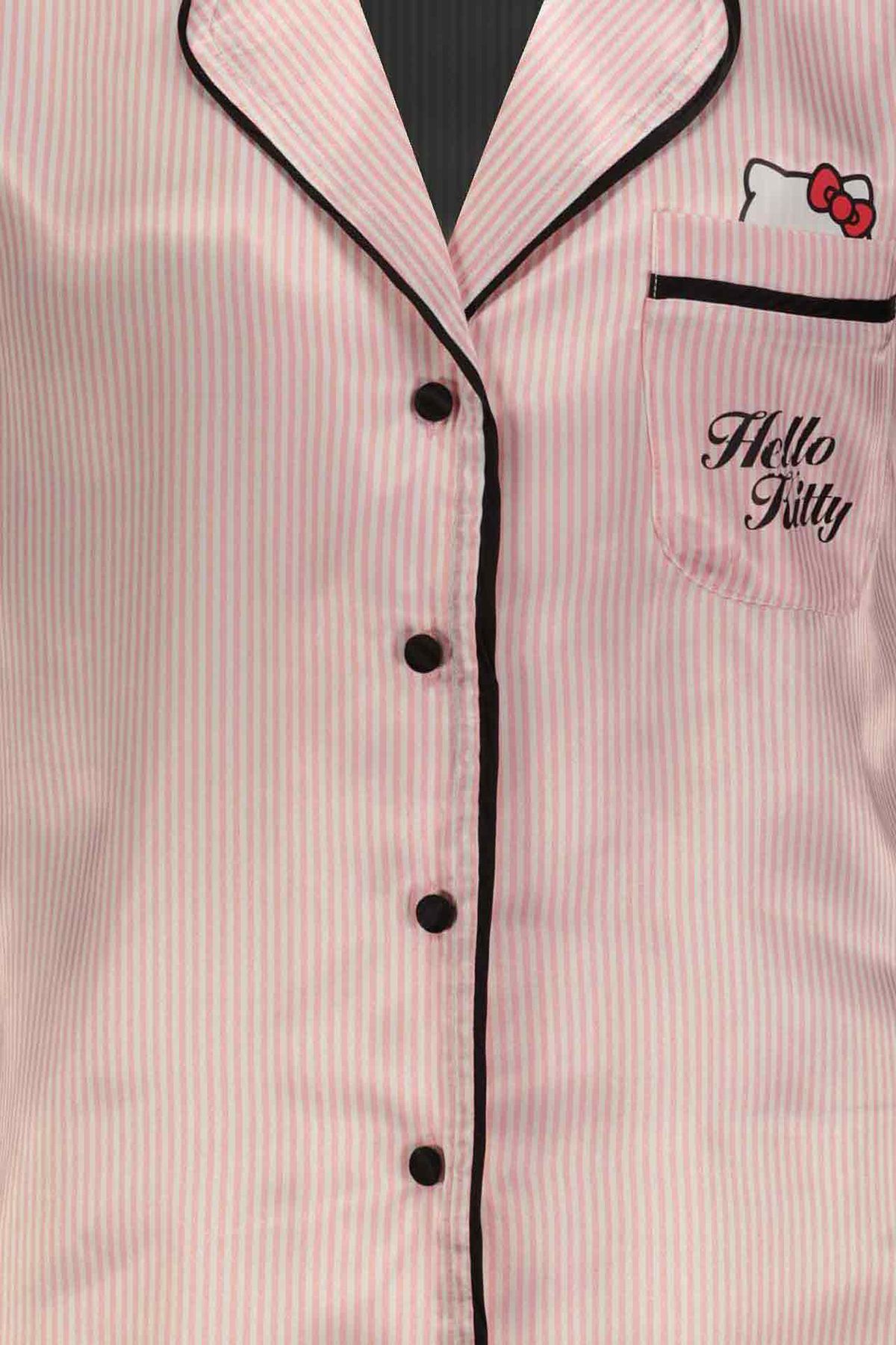 Hello Kitty-Licensed Button Short Sleeve Satin Shorts Pajama Set Roz-70 2