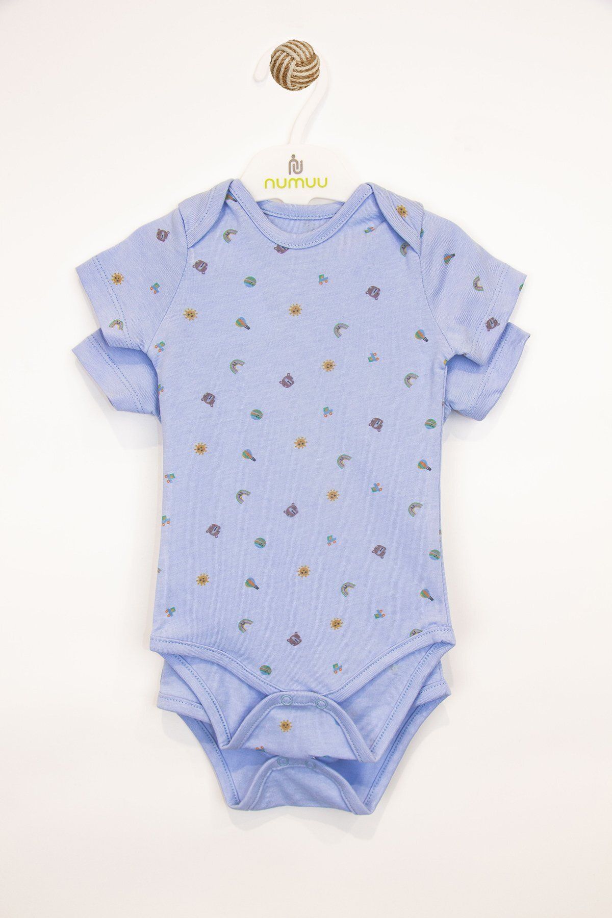 Numuu Desenli Soft Touch Pamuklu Kısa Kol 2'li Erkek Bebek Body
