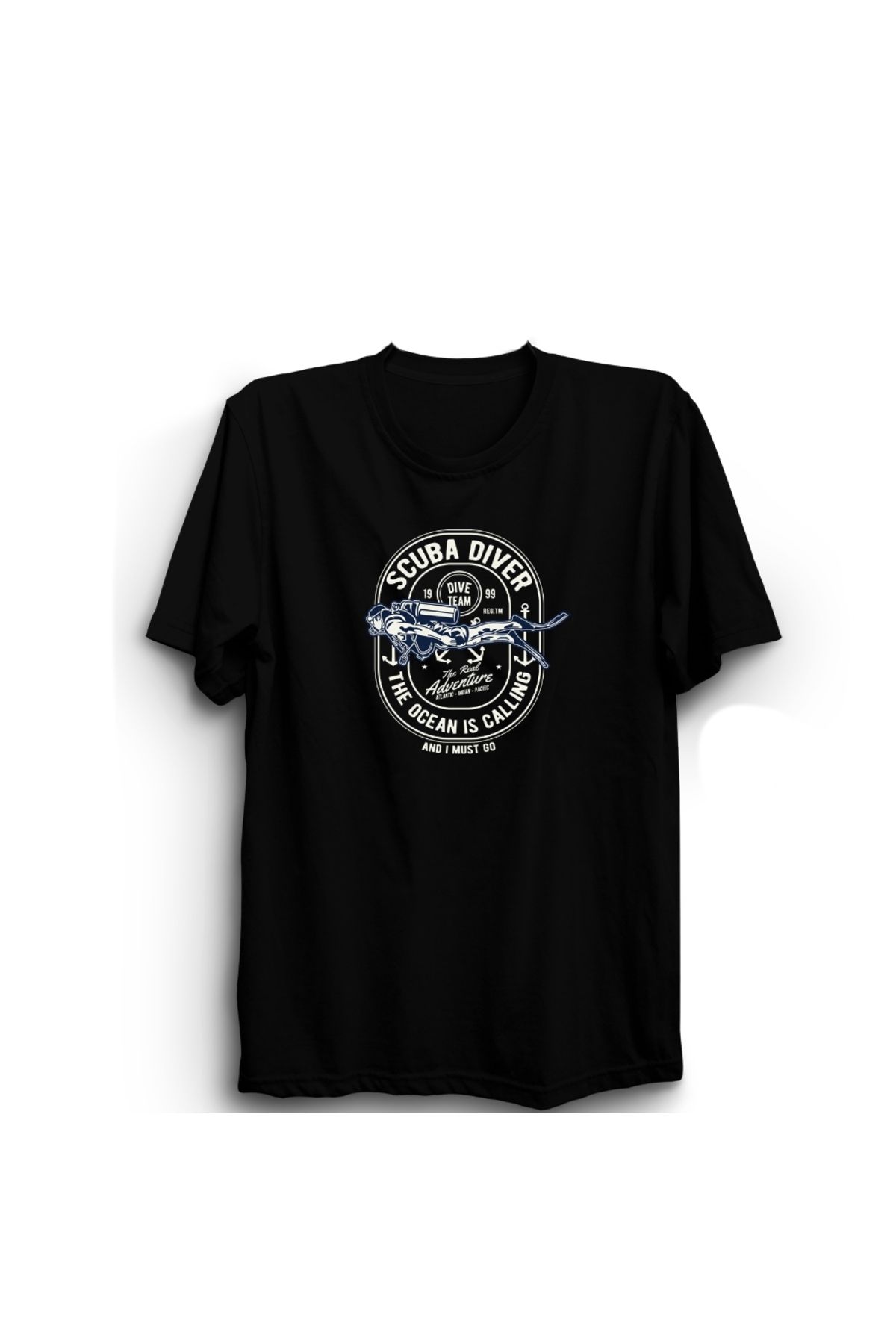 The Fame Scuba Diver, Tüplü Dalgıç, Dalış, The Ocean is Calling Baskılı, Unisex, %100 Pamuk Tişört