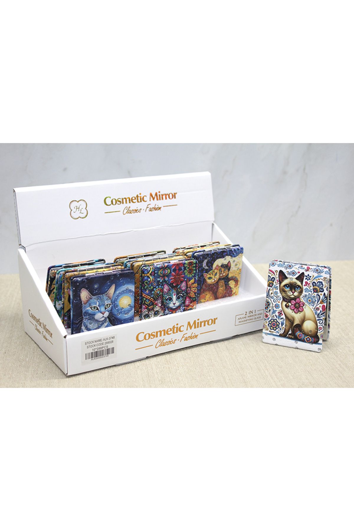 D&M Life Collection Kedi Taşlı El Aynası Dikdörtgen İnce