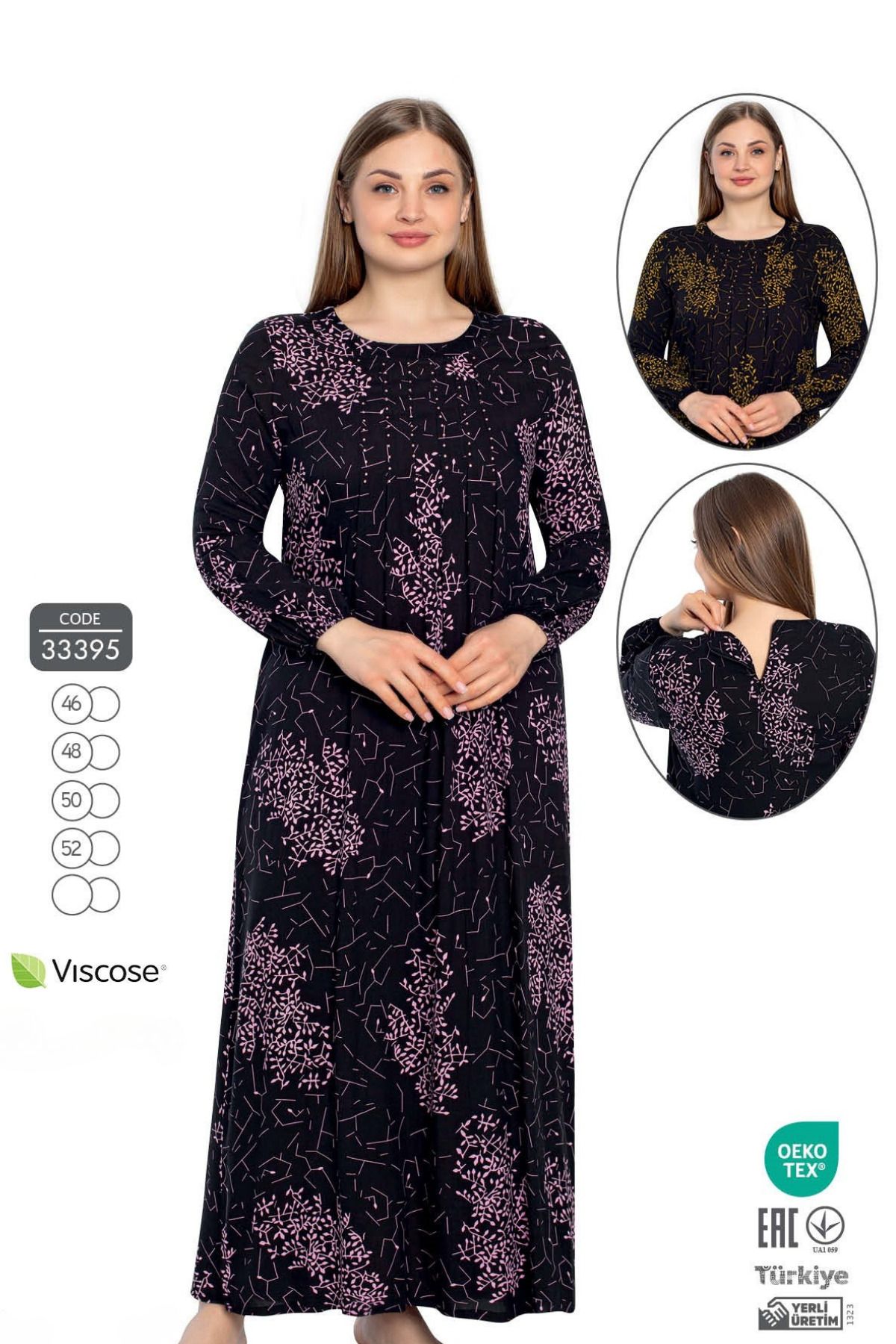 Juliet Deluxe Kadın Büyük Beden Dokuma Viskon Kumaş Uzun Kollu Elbise 33395