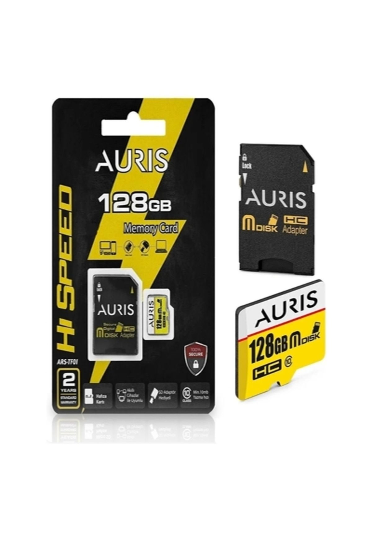 AURISS Akıllı Cihazlarla Uyumlu 128GB Adaptör Mini Sd Hafıza Kartı