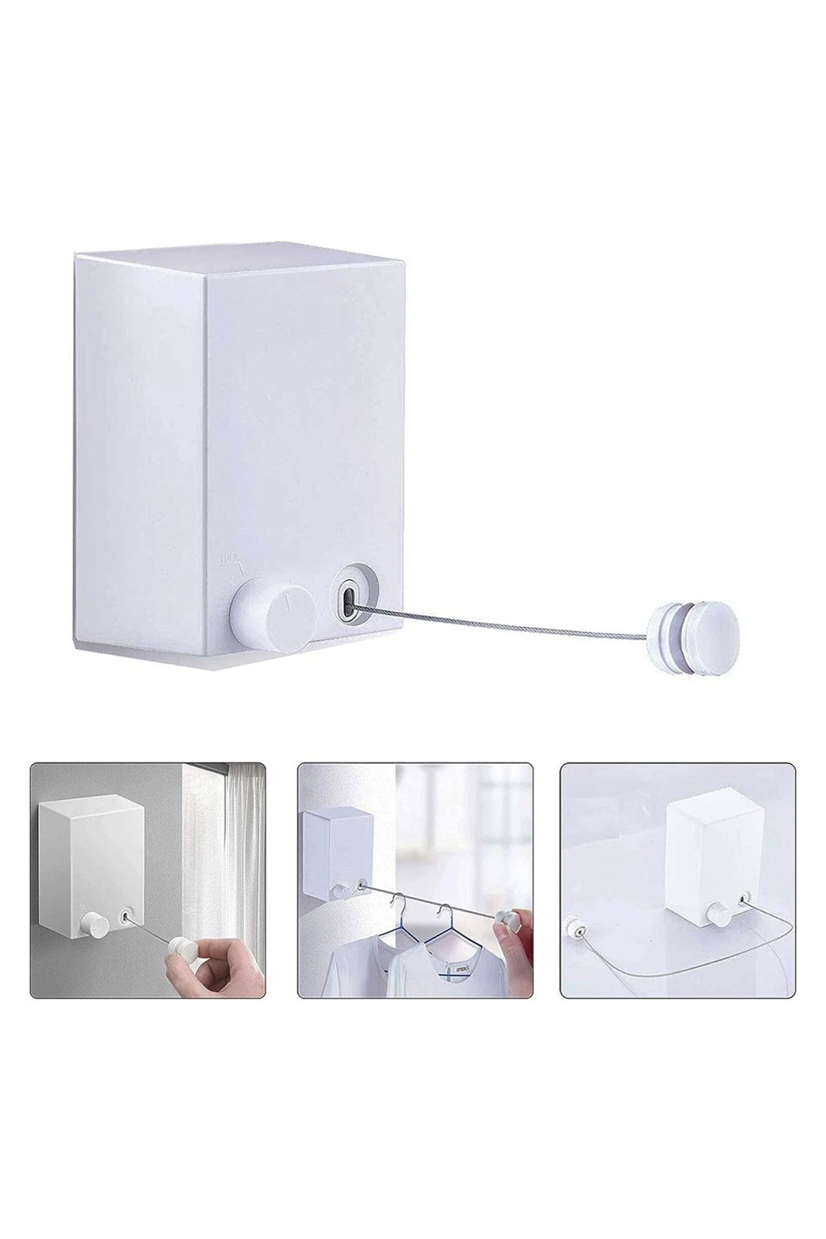 SUNUP Sn-22743 Ayarlanabilir Paslanmaz Çelik Halatlı Geri Çekilebilir Askılık