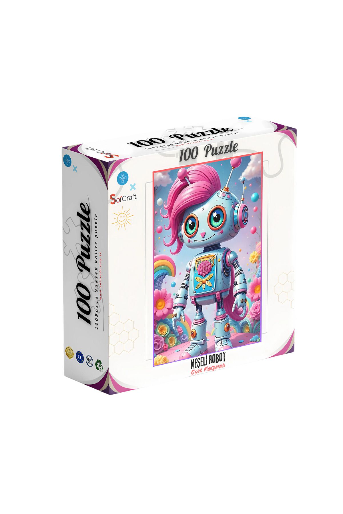 Soi Craft 100 Parça Puzzle Çift Tasarım Tek Kutu Neşeli Robot