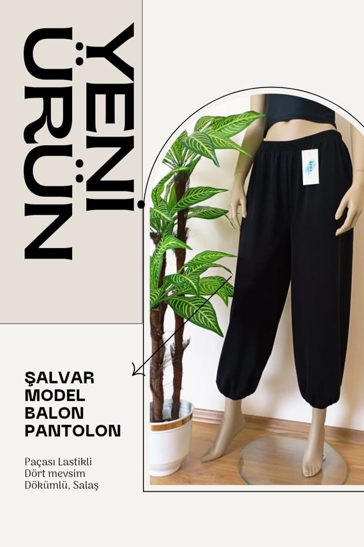 VİP BERA TEKSTİL Kadın Soft Kumaş Şalvar Model Balon Pantolon