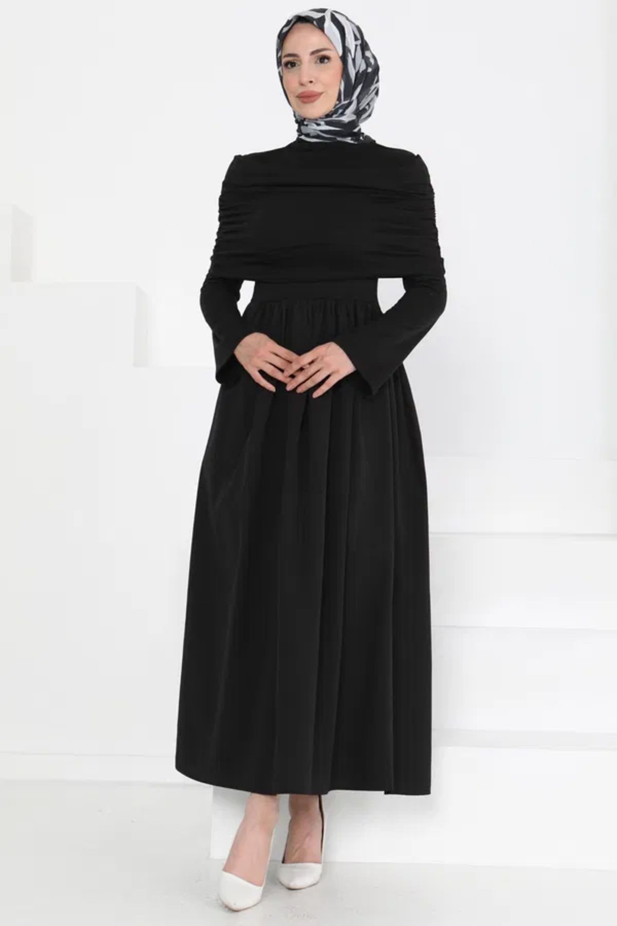 Butik Üstü Şal Detaylı Elbise