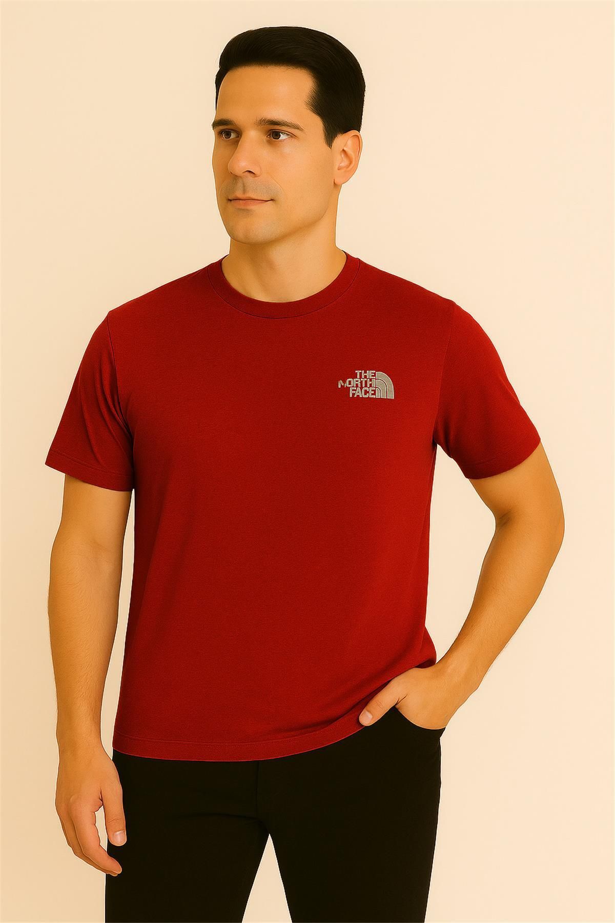 NORTHFACE TREND KAPINDA NORTHFACE KİREMİT KIRMIZI BİSİKLET YAKA T-SHIRT – SÜPREME