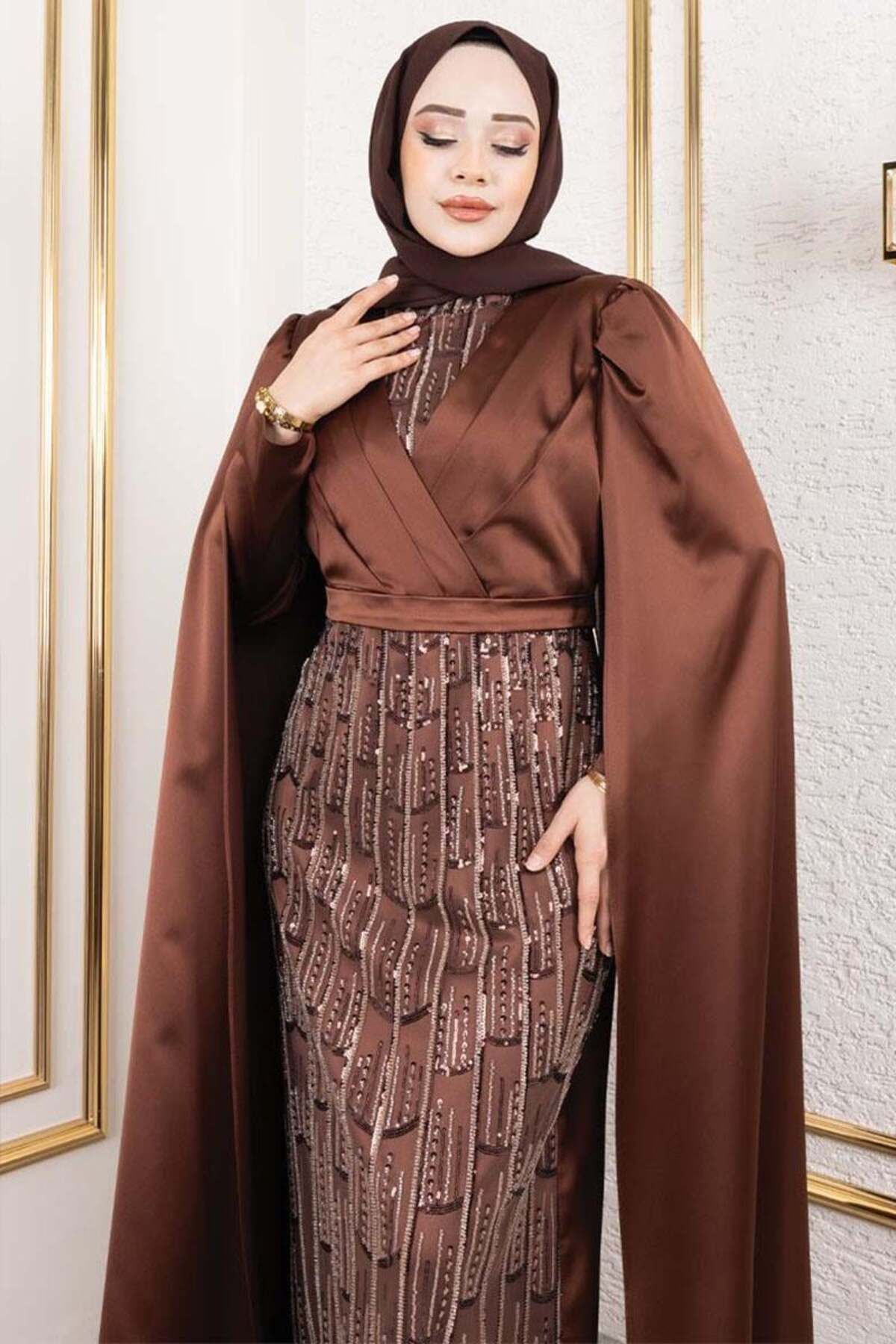 ORCHID Önü Drape Detaylı Saten Abiye