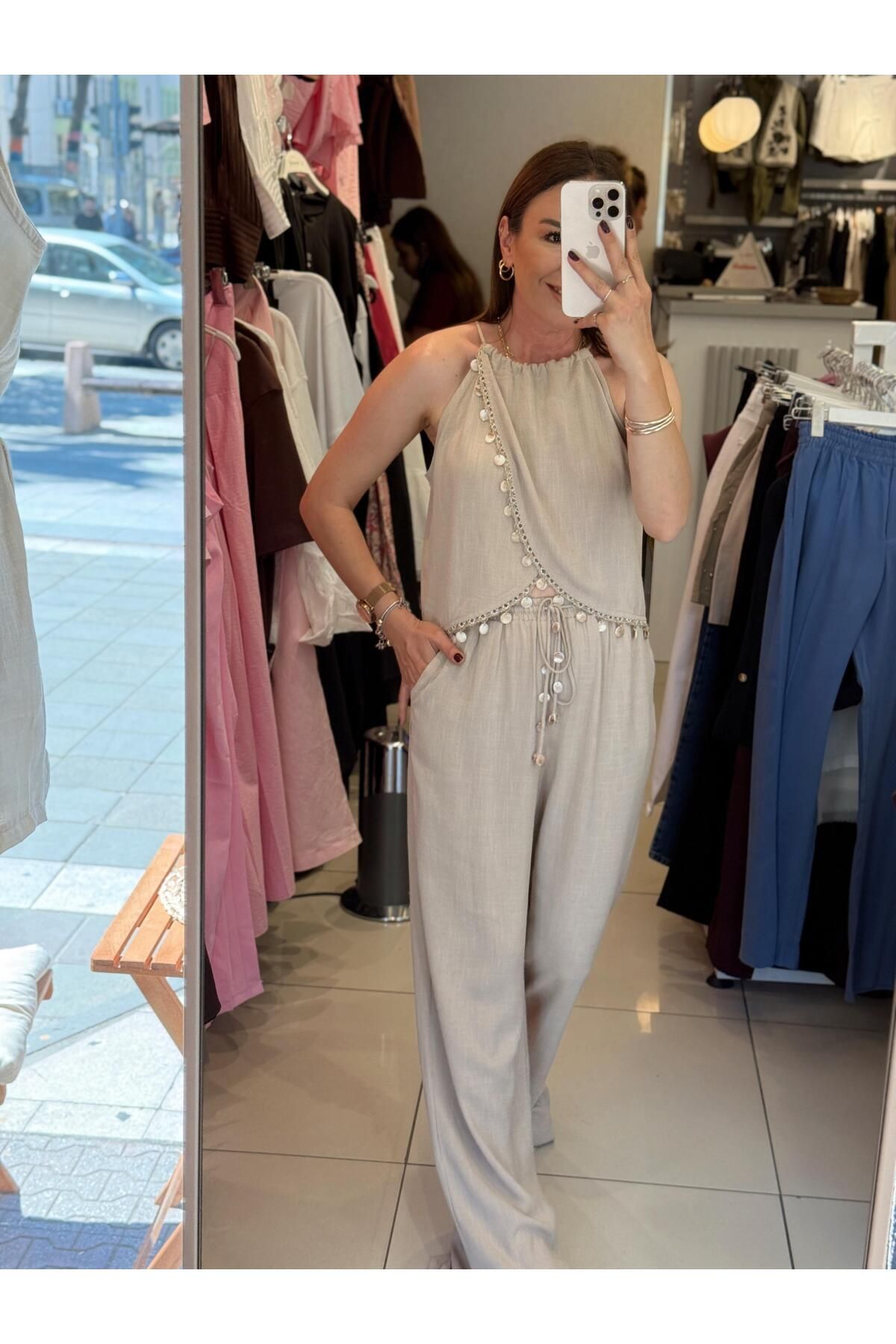 X-Young Boncuk Detaylı Salaş Pantolon BEJ
