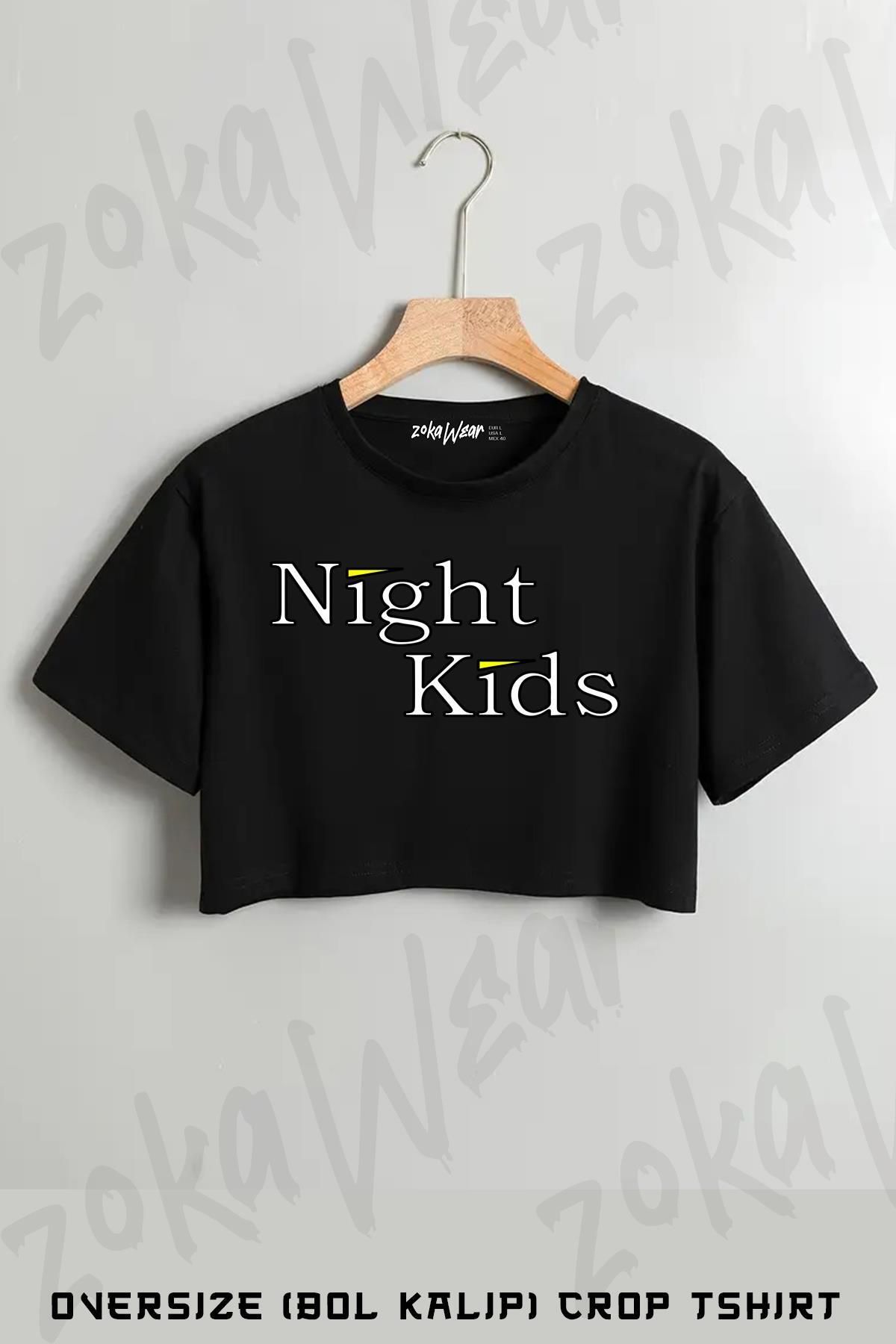 ZOKAWEAR Initial D Night Kids Baskılı Oversize Crop T-Shirt
