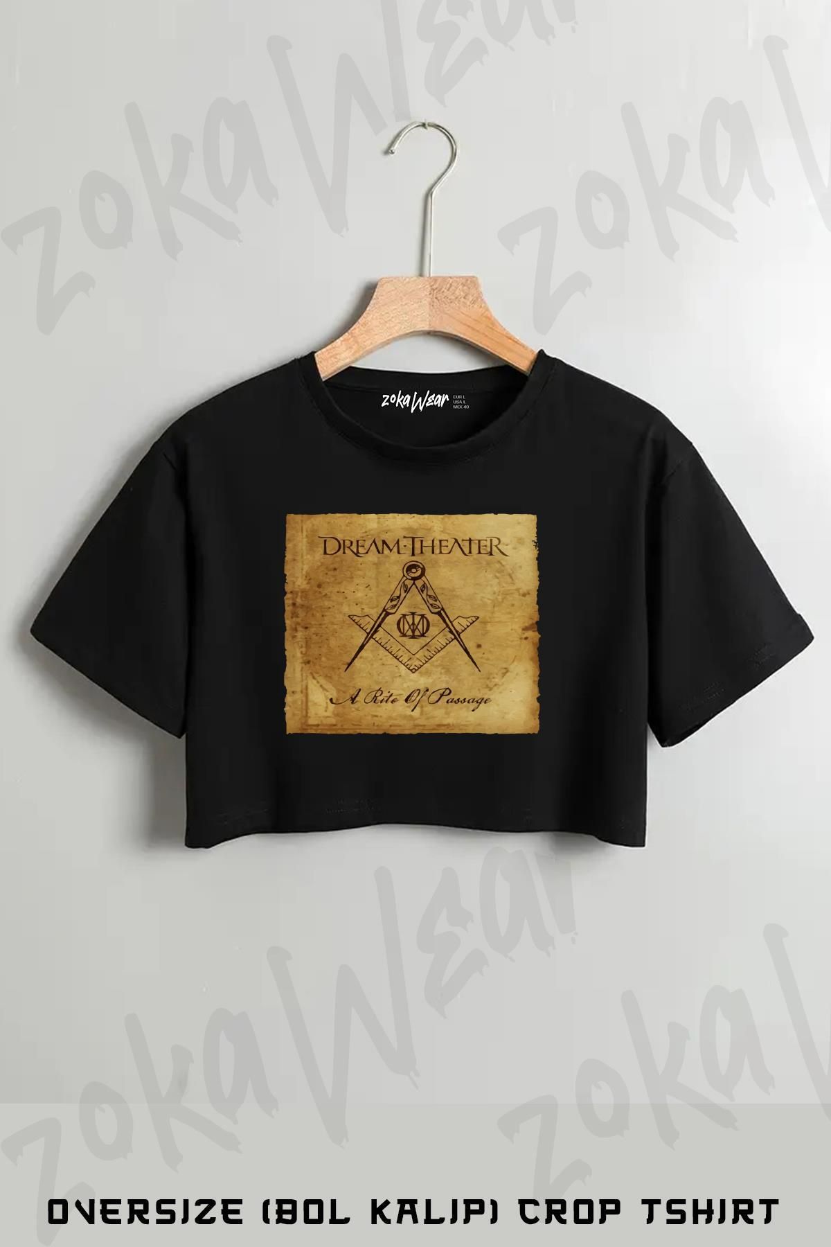 ZOKAWEAR Dream Theater Baskılı Oversize Crop T-Shirt
