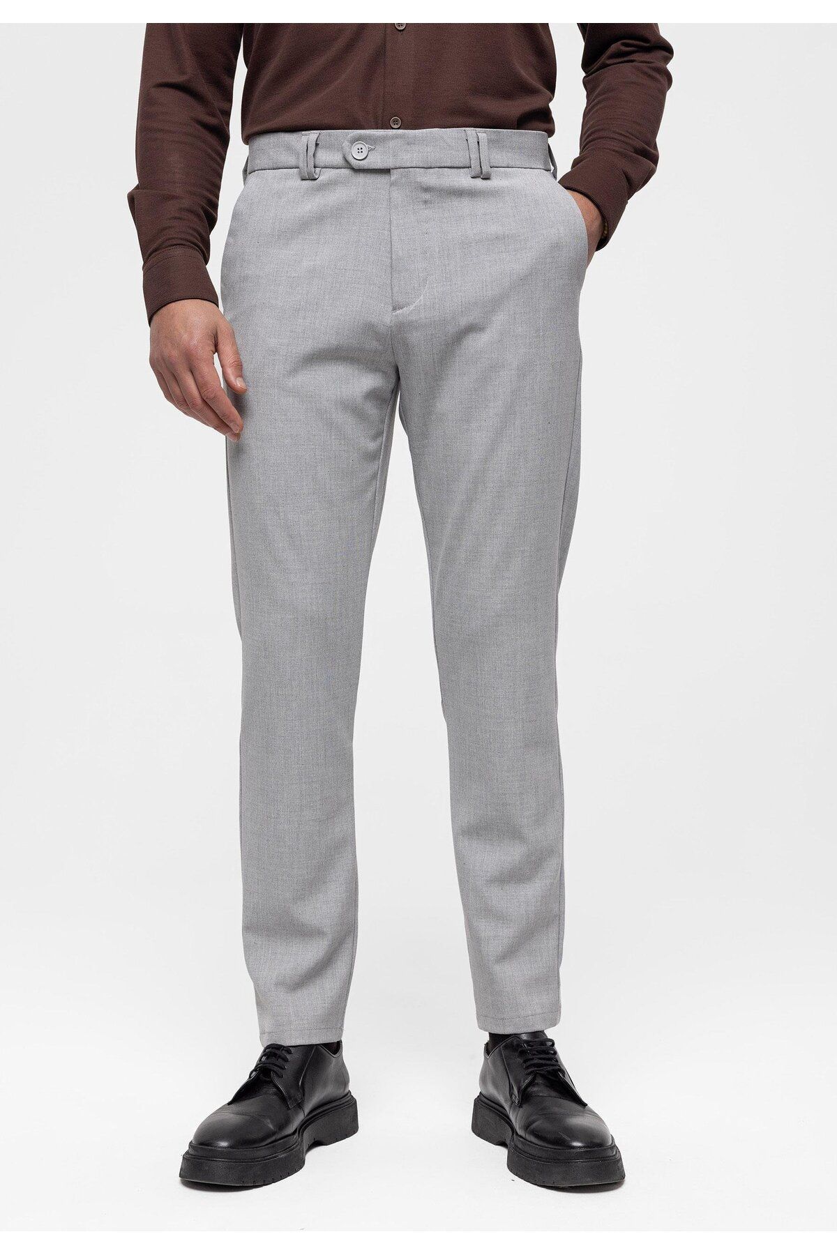 Antioch Açık Gri Erkek Slim Fit Kumaş Pantolon