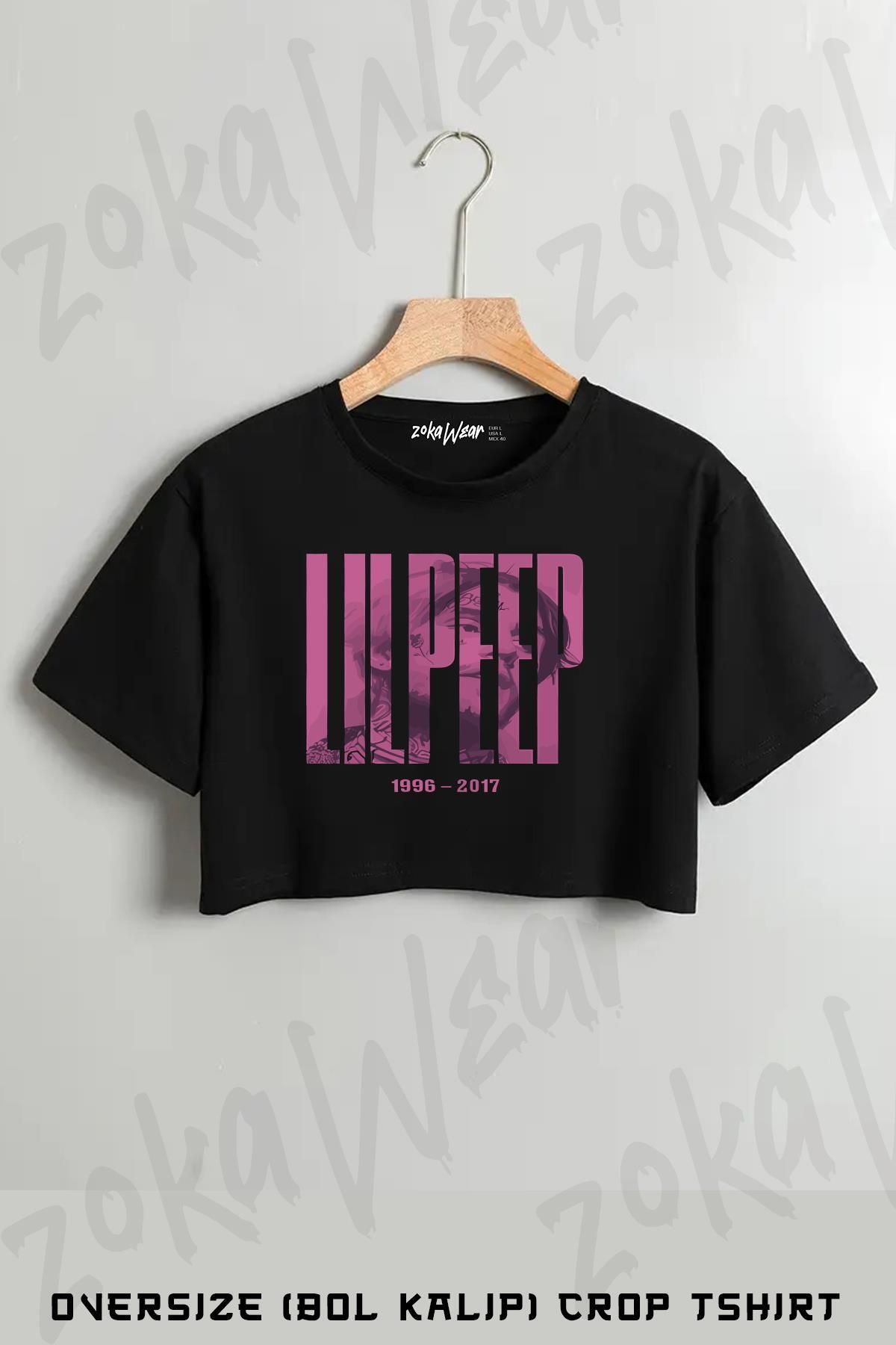 ZOKAWEAR Rose Lil Peep Baskılı Oversize Crop T-Shirt