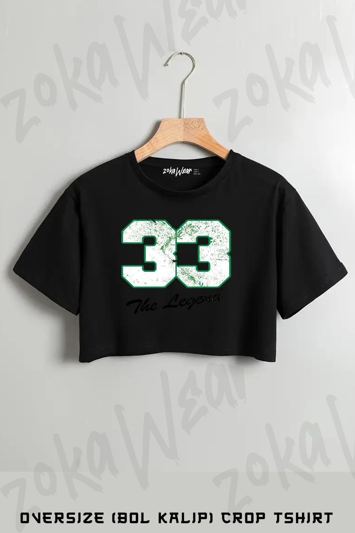 ZOKAWEAR Celtics Number No. 33 Baskılı Oversize Crop T-Shirt