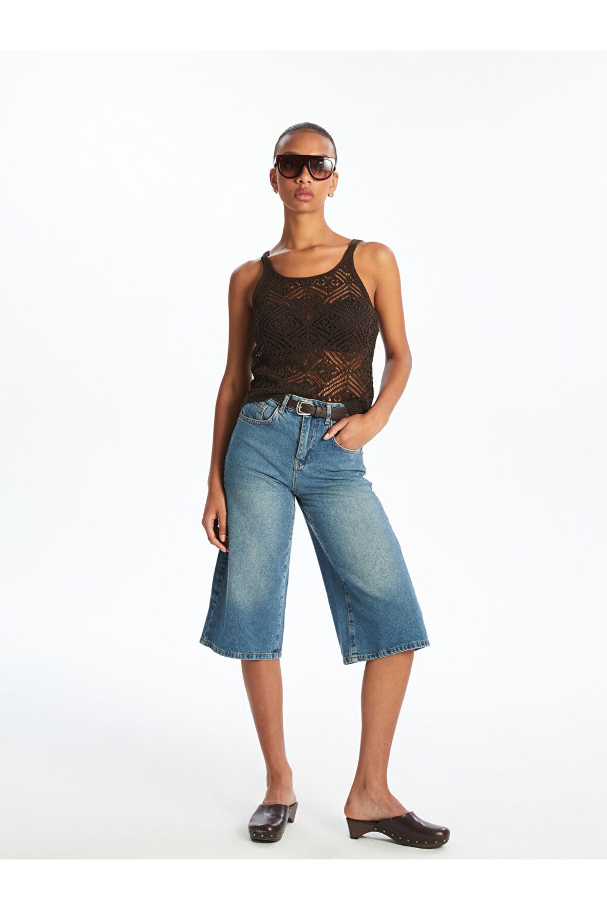 LC Waikiki Yeni Sezon Beli Kemerli Kadin Jean Kapri - S5GP75Z8