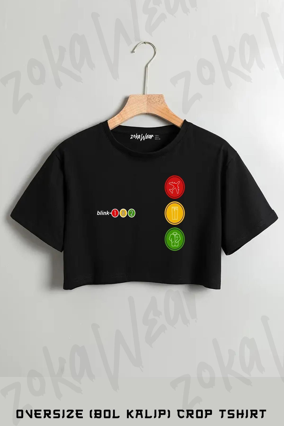 ZOKAWEAR Blink 182 Baskılı Oversize Crop T-Shirt