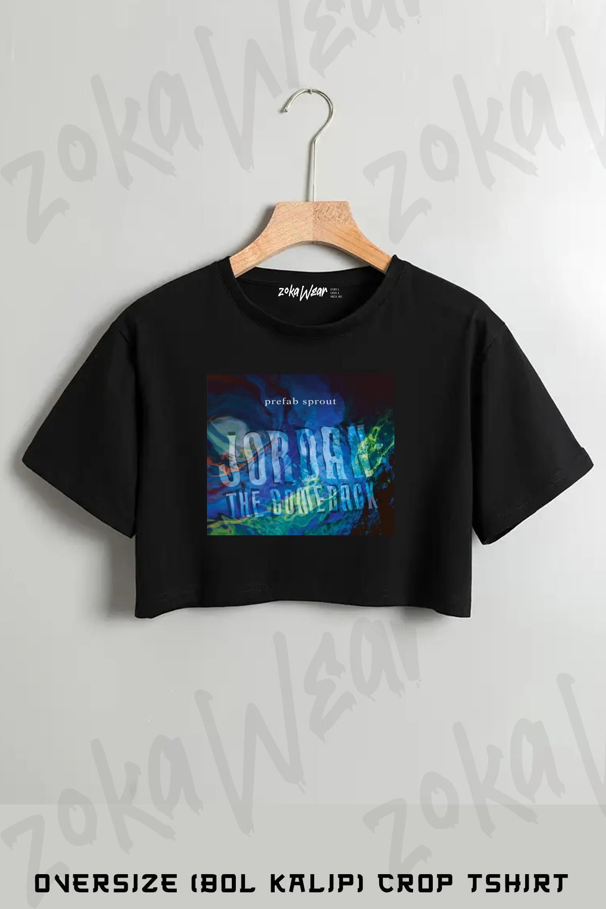 ZOKAWEAR Prefab Sprout Jordan Baskılı Oversize Crop T-Shirt