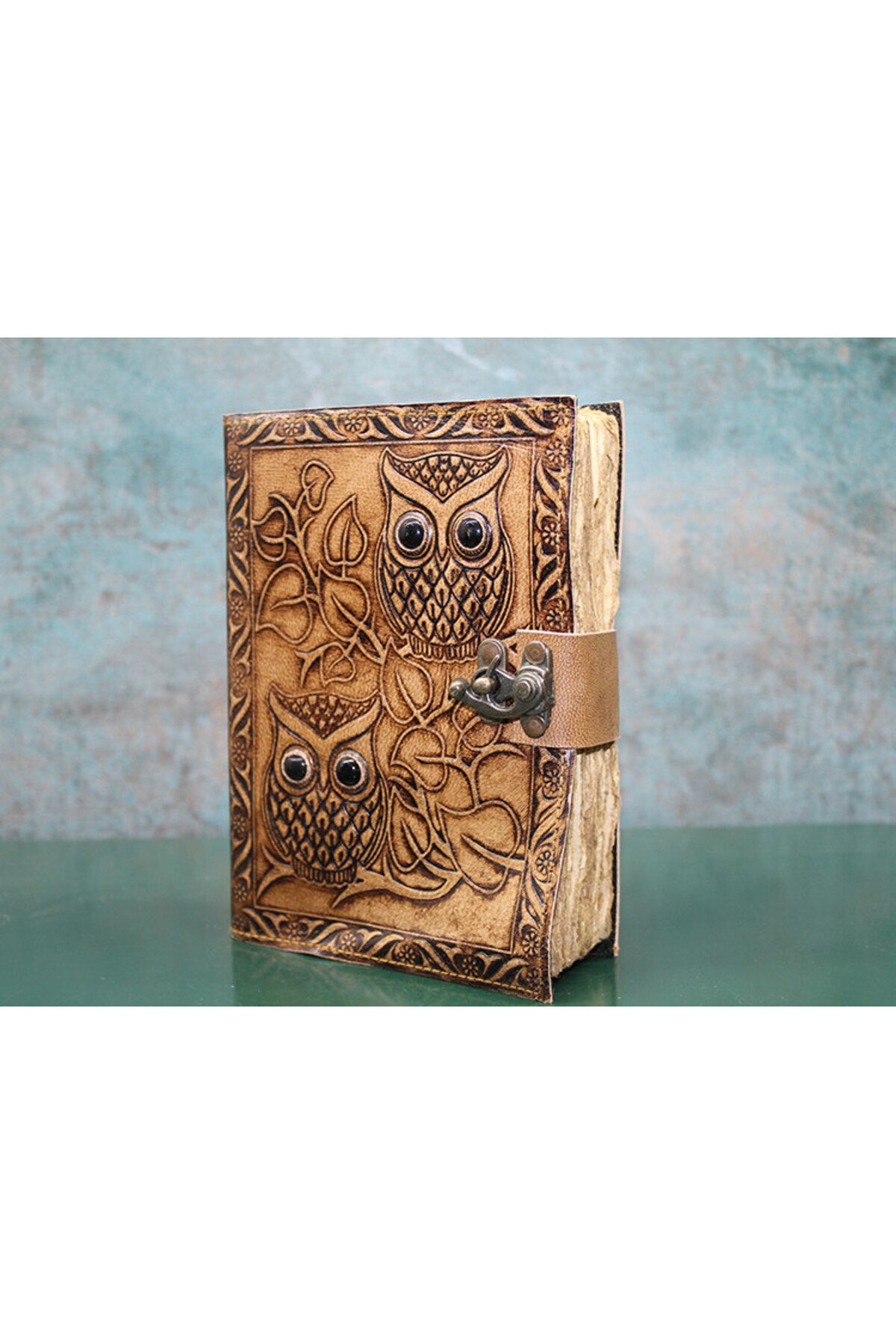 D&M Life Collection Baykuşlu Deri Defter Model 1