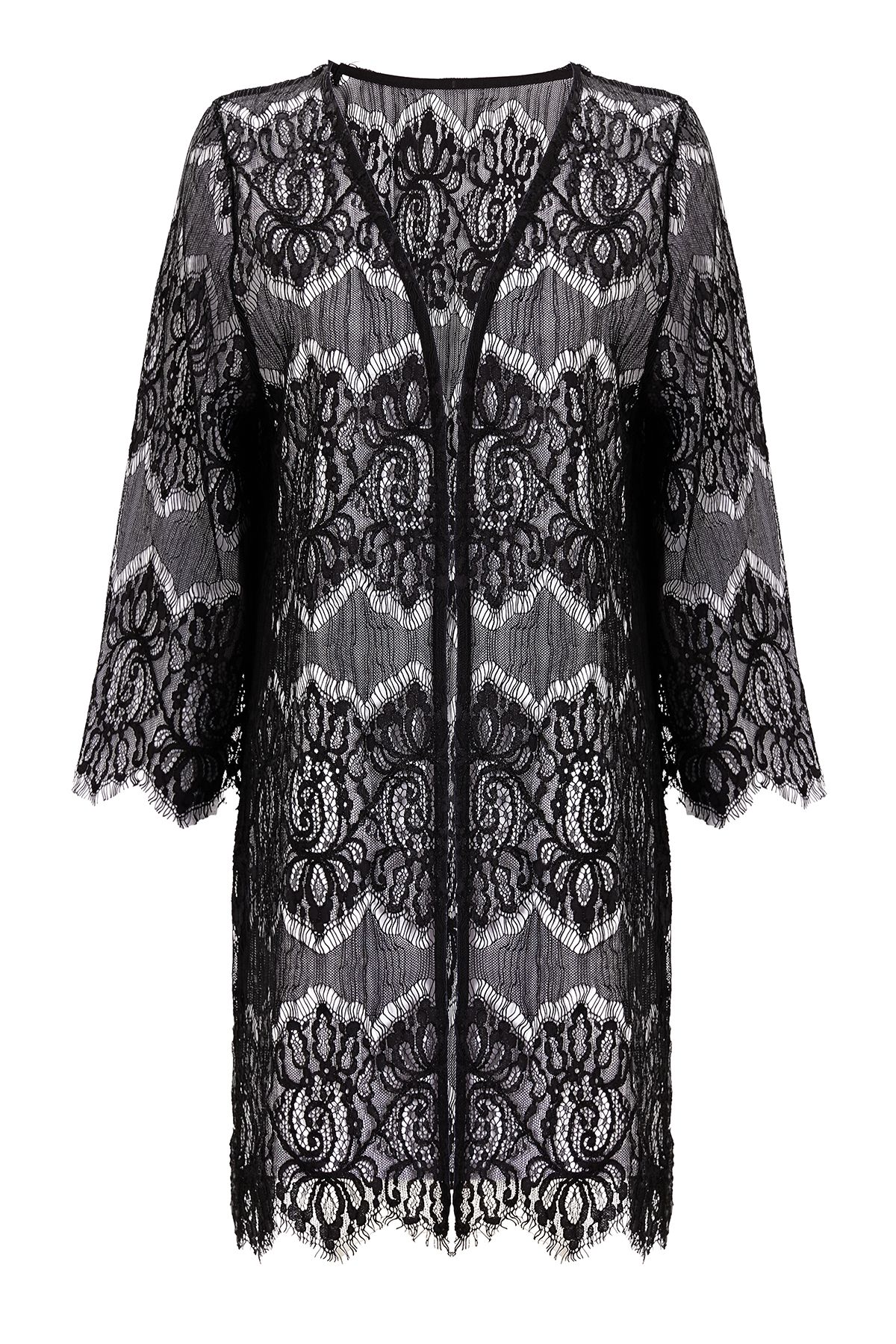 Eight Fashion Siyah Dantel Kimono