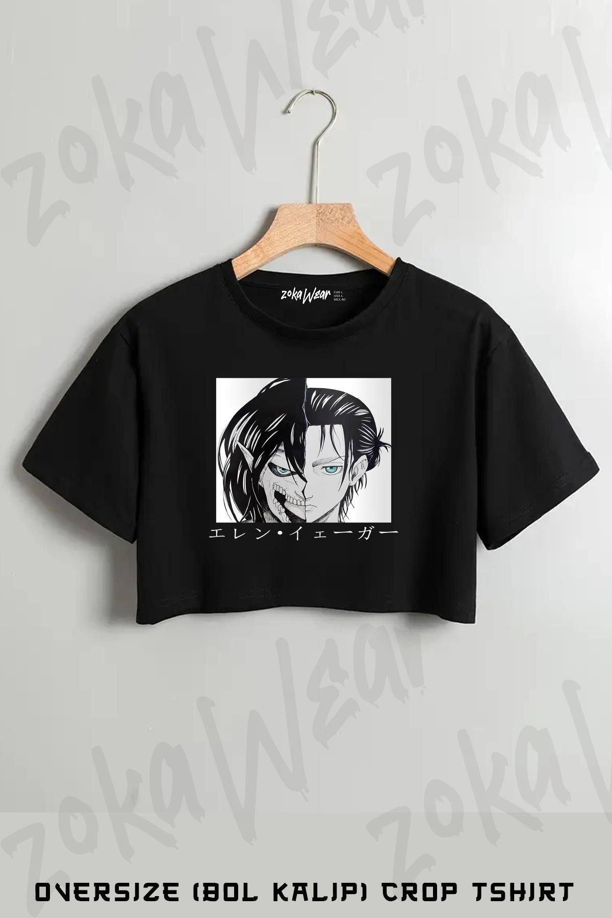 ZOKAWEAR Attack On Titan Eren Yeager2 Baskılı Oversize Crop T-Shirt