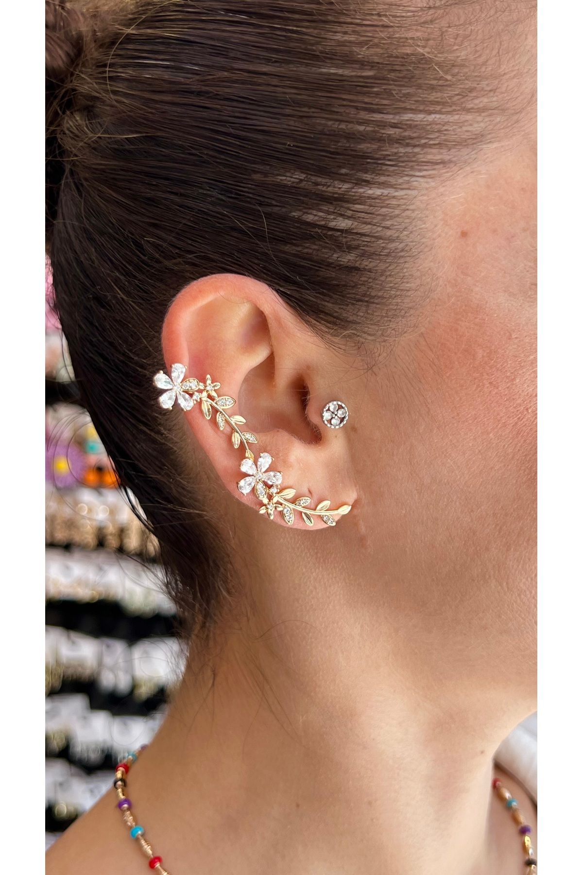 Enfes Takı Özel Tasarım xuping çiçek (18 k rose renk)Küpe
