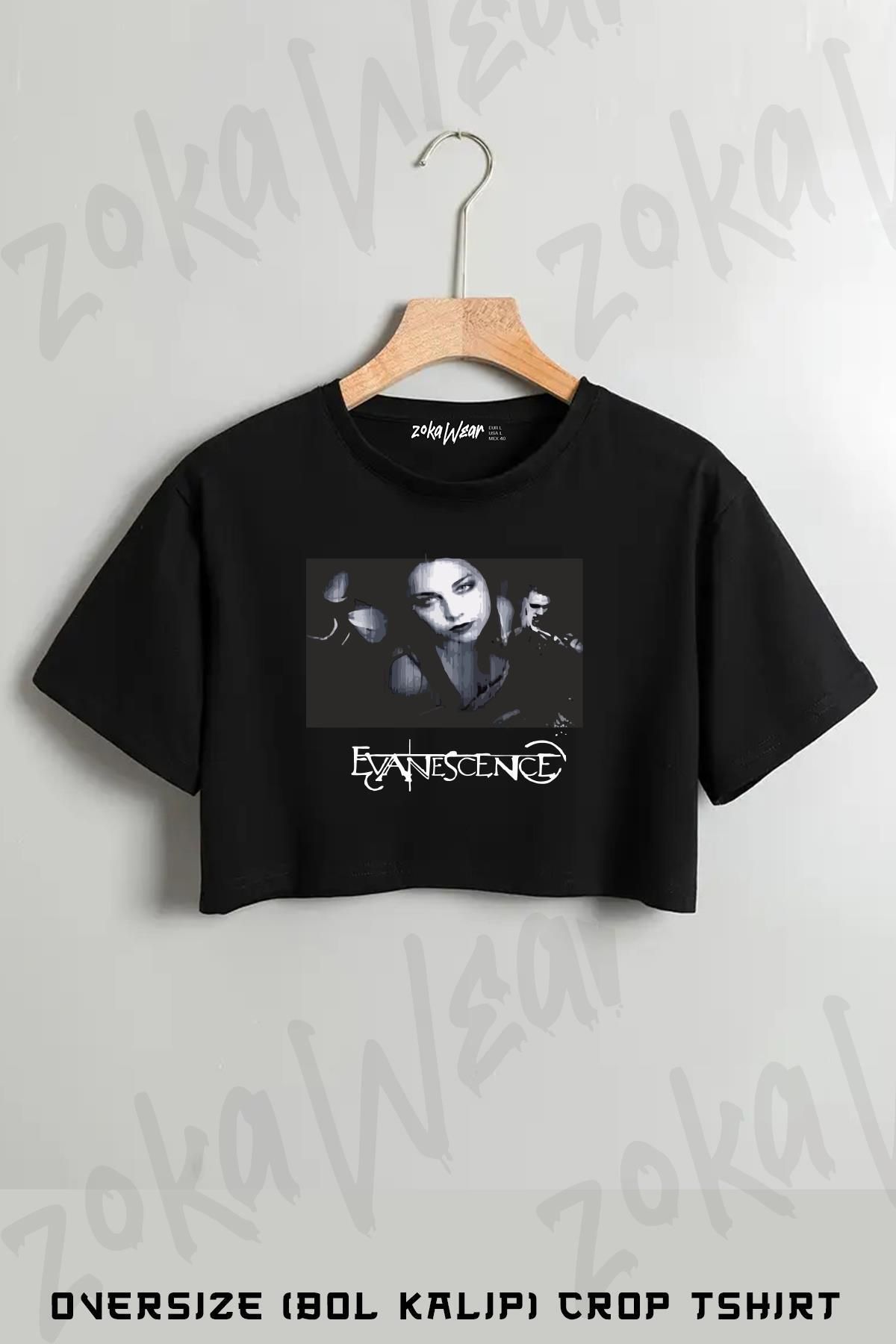 ZOKAWEAR Amy Lee Evanescence Baskılı Oversize Crop T-Shirt