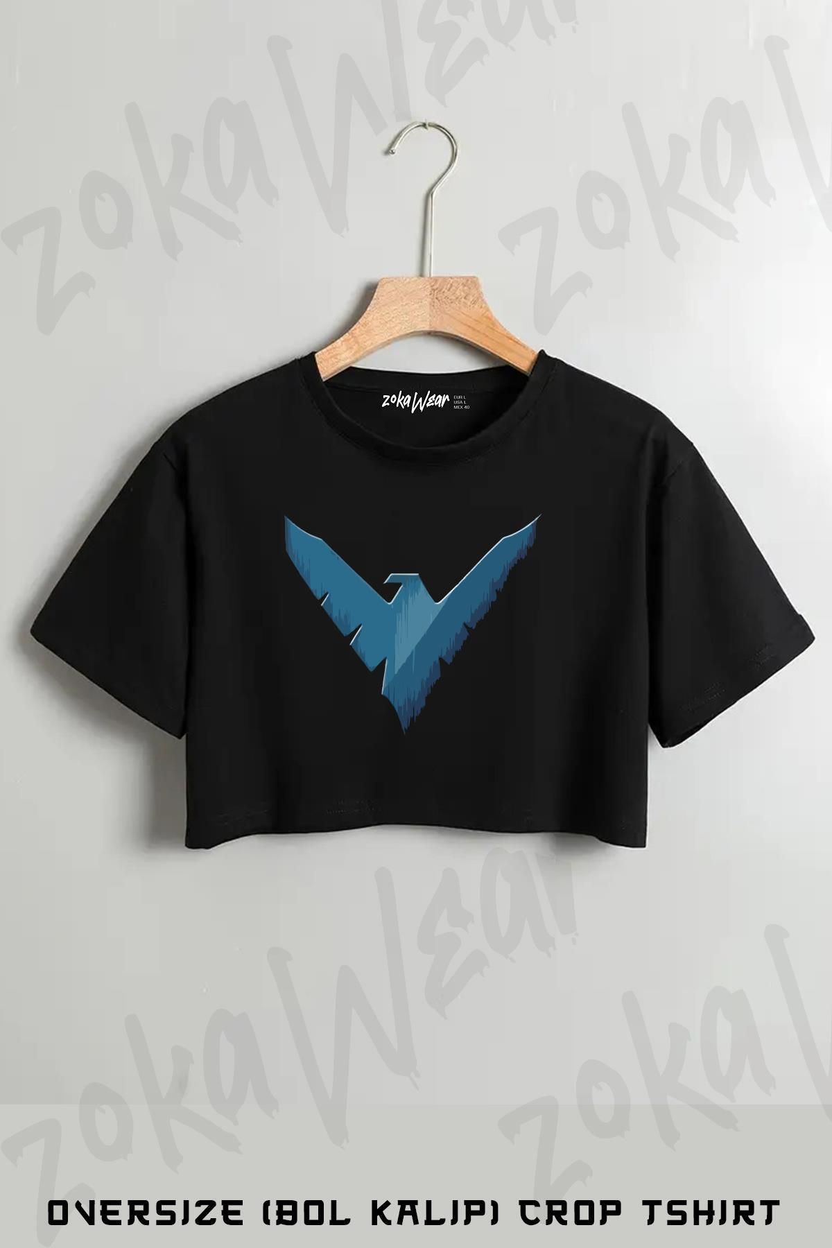 ZOKAWEAR Nightwing Baskılı Oversize Crop T-Shirt