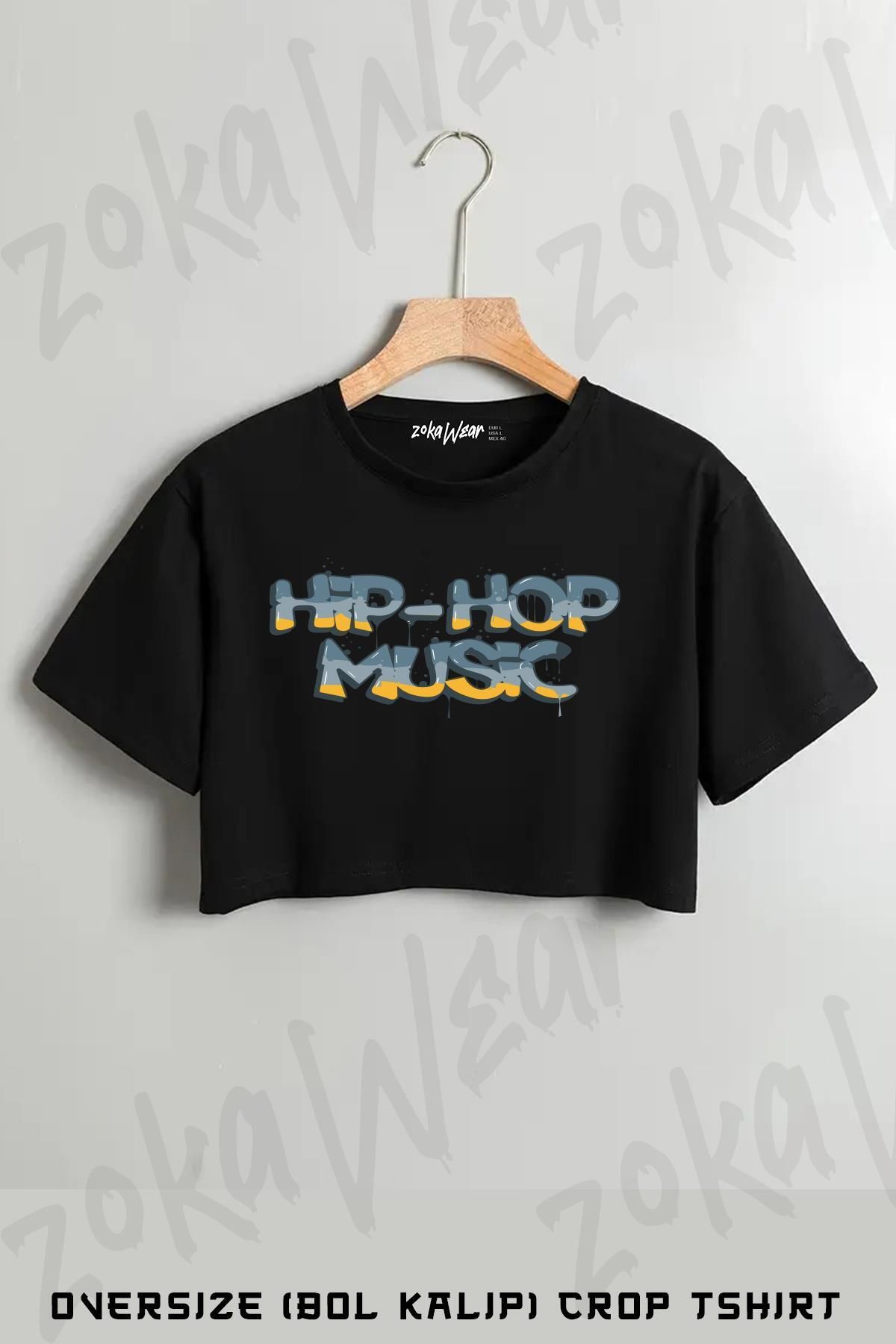ZOKAWEAR Hiphop Music Baskılı Oversize Crop T-Shirt