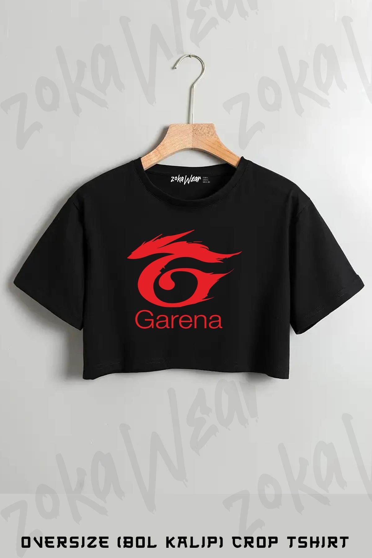 ZOKAWEAR Logo Garena Free Fire Baskılı Oversize Crop T-Shirt