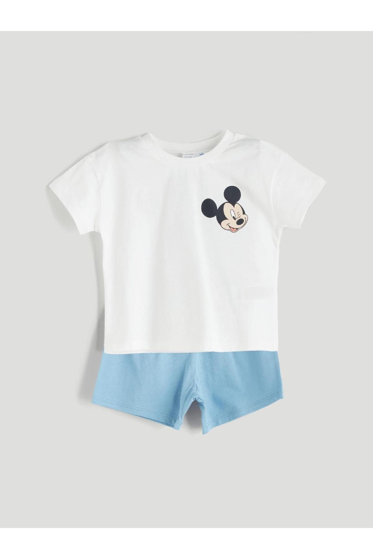 LC Waikiki Mickey Mouse Baskılı Erkek Bebek Şortlu Pijama Takım