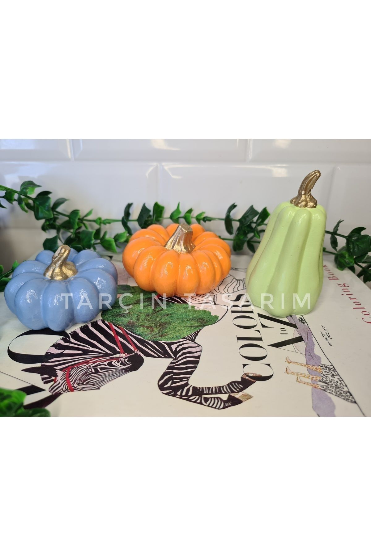 SerenityHaven 3'lü Balkabağı Dekor,Halloween,El Yapımı(HANDMADE)
