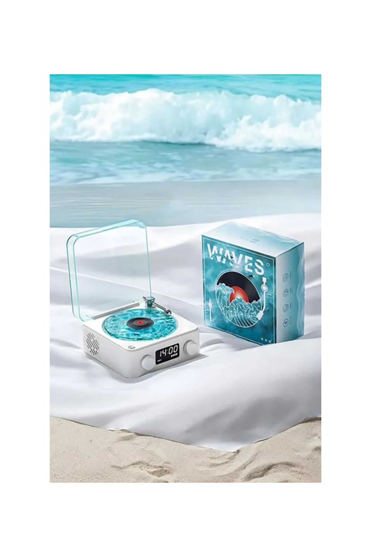 İMEXTECH Waves Nostalji Plak Görünümlü Bluetooth Hoparlör 3D Ses Dalgası Retro Müzik Plak Gece Lambası