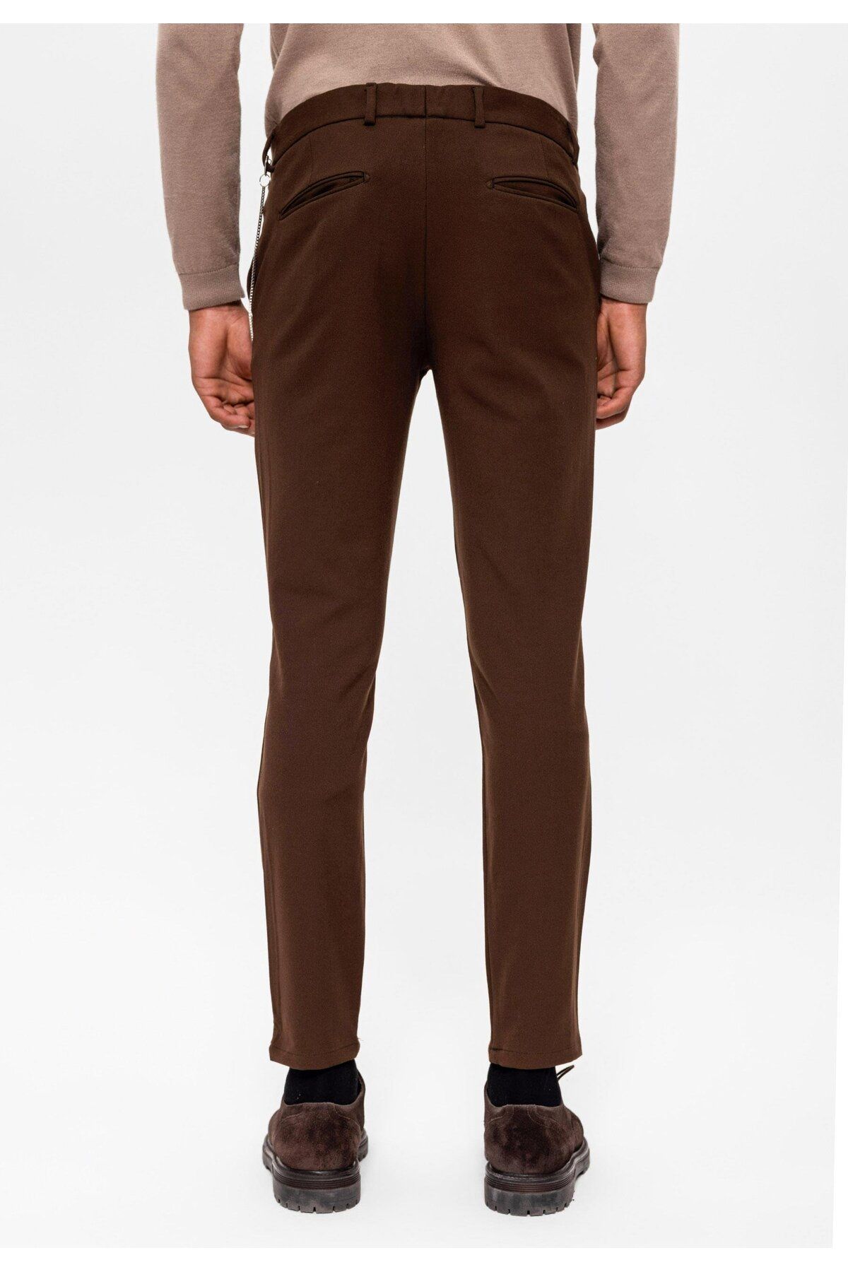 Antioch-Dark Brown Men's Slim Fit Fabric Trousers 5