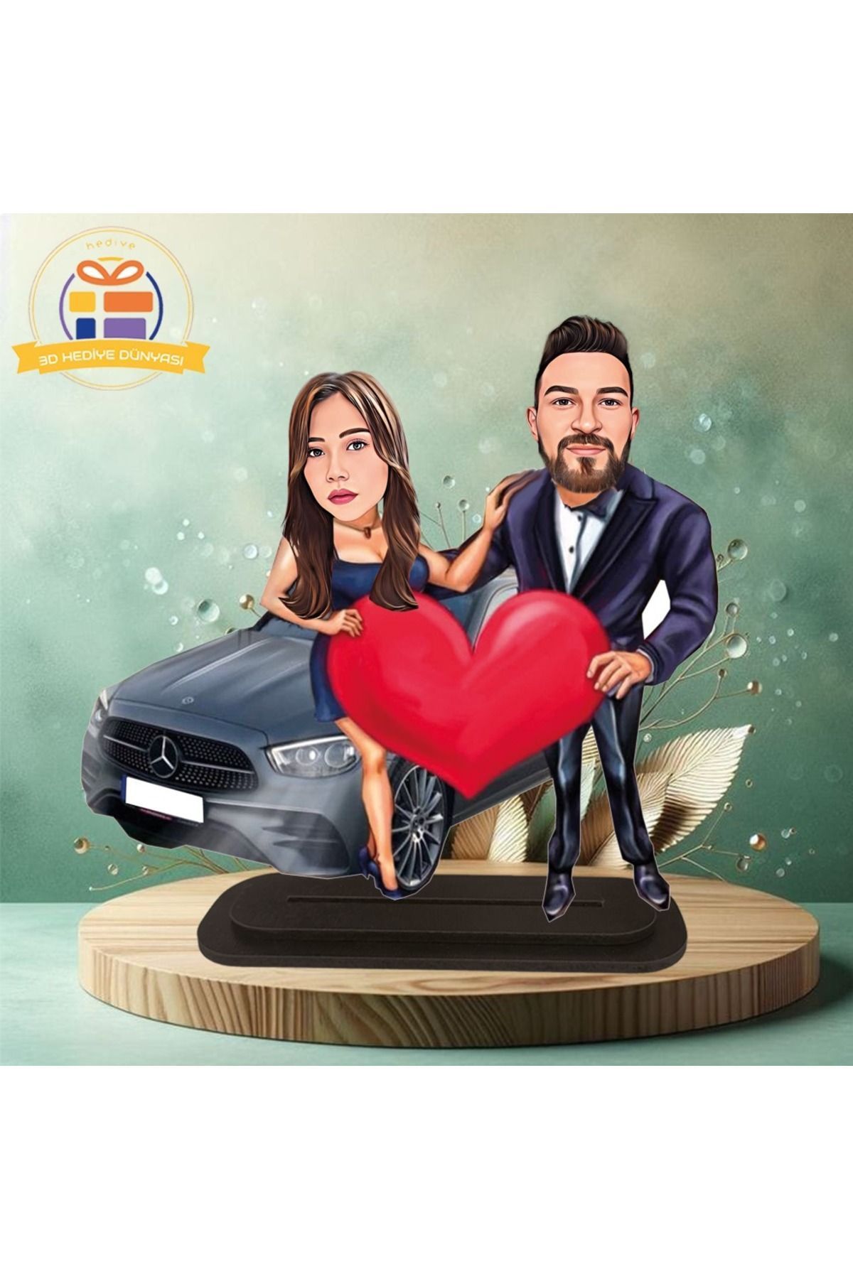 SerenityHaven Kalpli sevgili karikatürlü biblo hediye 3d masa üstü biblo hediyesi