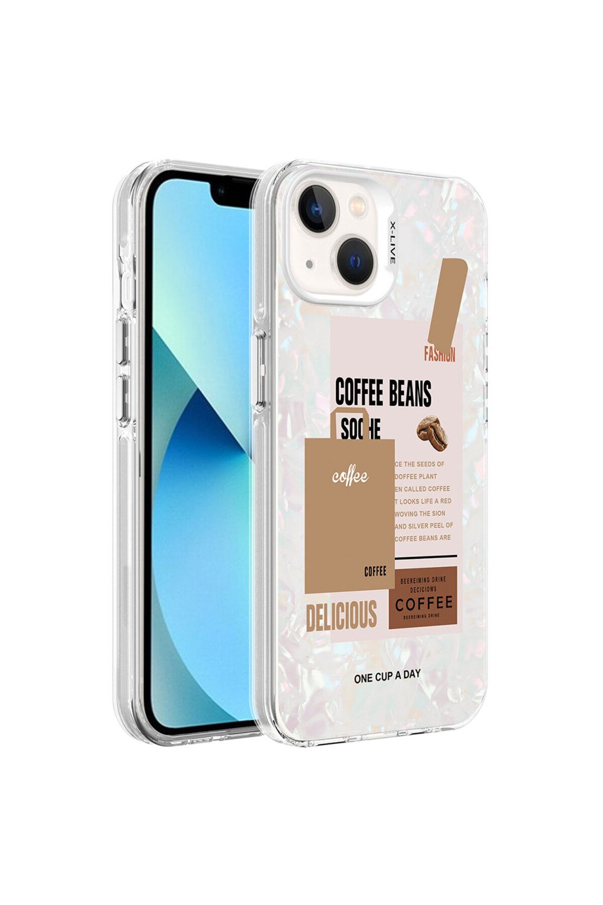 YTSGLOBAL iPhone 13 Uyumlu Mermer Desenli YTSG Marbello Kılıf-Kahverengi