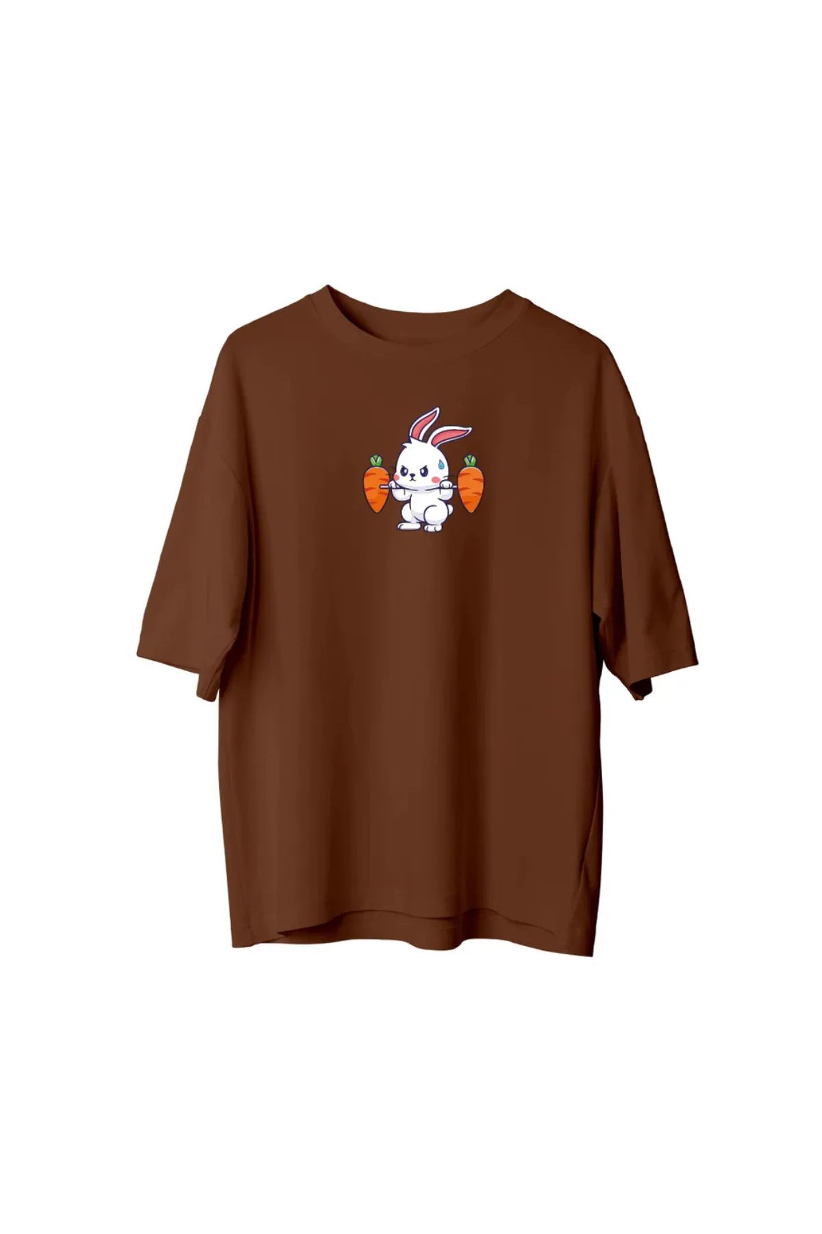 Koklonmoda Büyük Beden Unisex Deadlift Havuç Baskılı Oversize T-Shirt